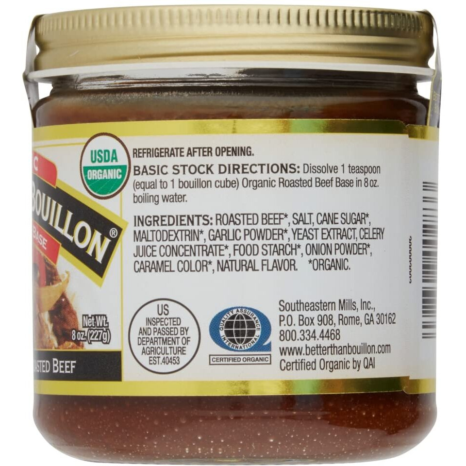 Better Than Bouillon Organic Roasted Beef Base, Made With Seasoned Roasted Beef, Usda Organic, Blendable Base For Added Flavor, 38 Servings Per Jar, 8 Oz (Single)