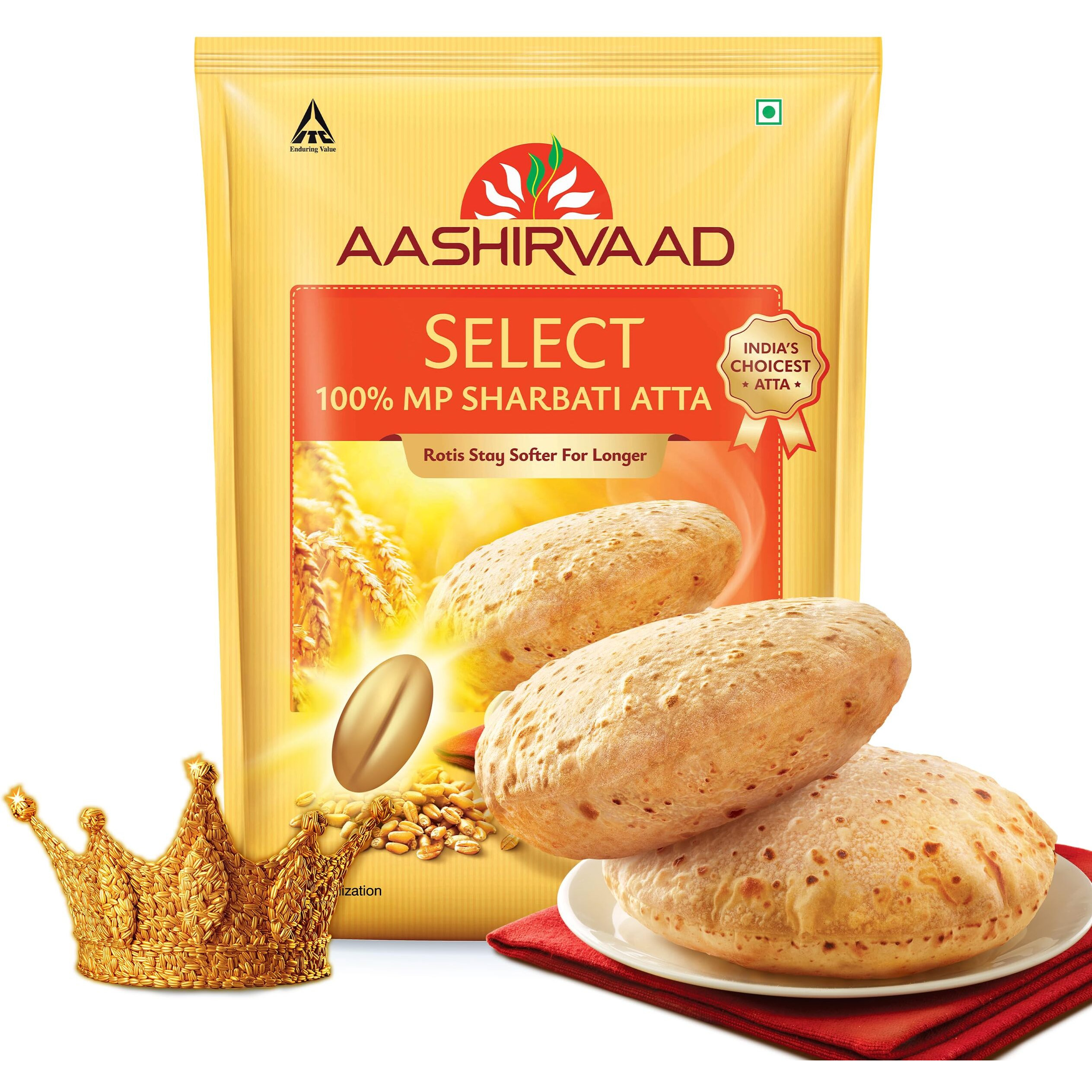 Aashirvaad Select Whole Wheat Sharbati Atta 11 Pound (5 Kg)