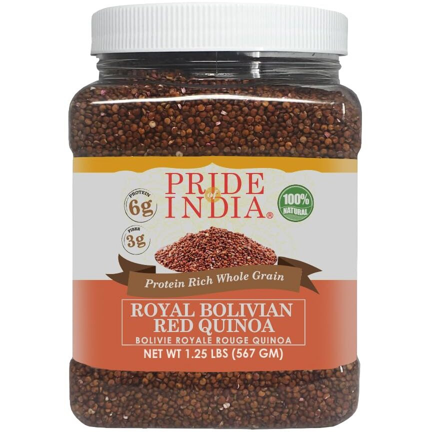 Pride Of India - Natural Red Royal Quinoa - 100% Bolivian Superior Grade Protein Rich Whole Grain, 1.25 Pound (20Oz) Jar