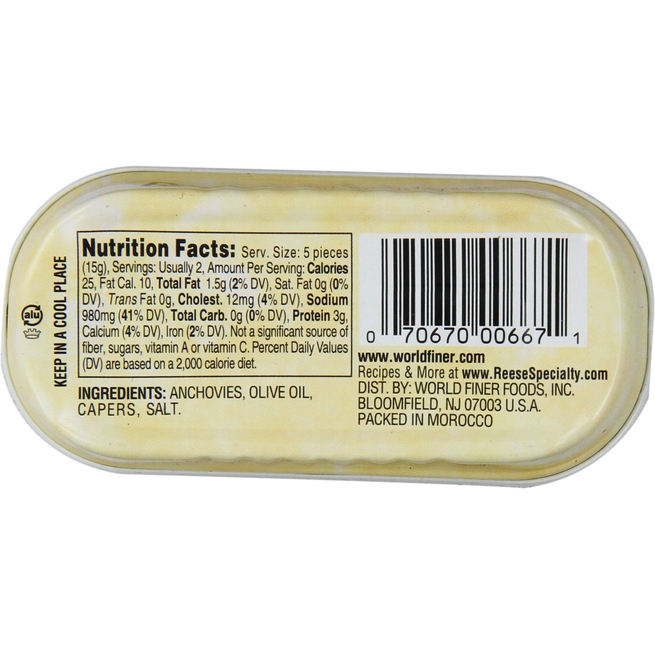 Reese Rolled Anchovies, 2 Ounce Tins (Pack Of 10)