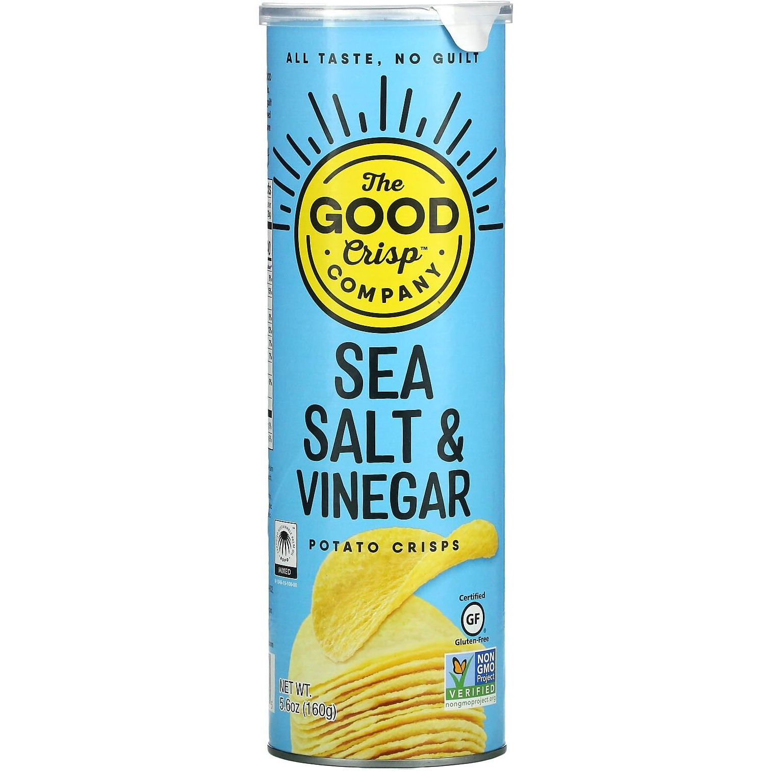 The Good Crisp Company, Salt And Vinegar, Gluten Free Potato Chips (5.6 Ounce Canisters, Pack Of 8), Non-Gmo, Allergen Friendly, Potato Chip Snack Pack, Gluten Free Snacks