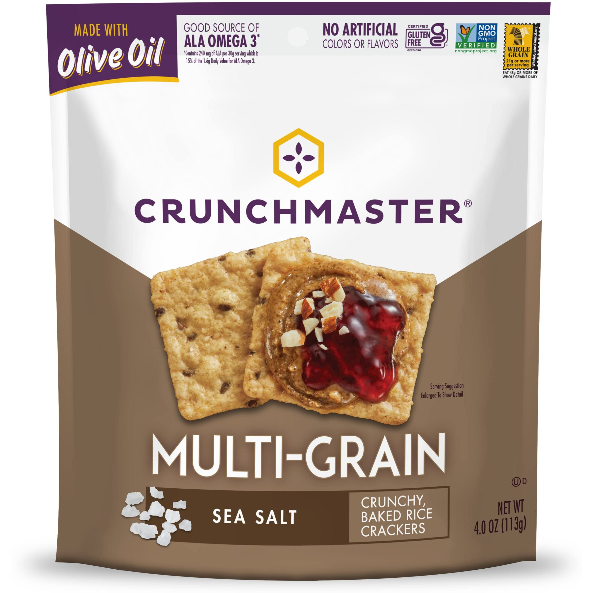Crunchmaster Multi-Grain Crackers, Sea Salt, 4 Oz