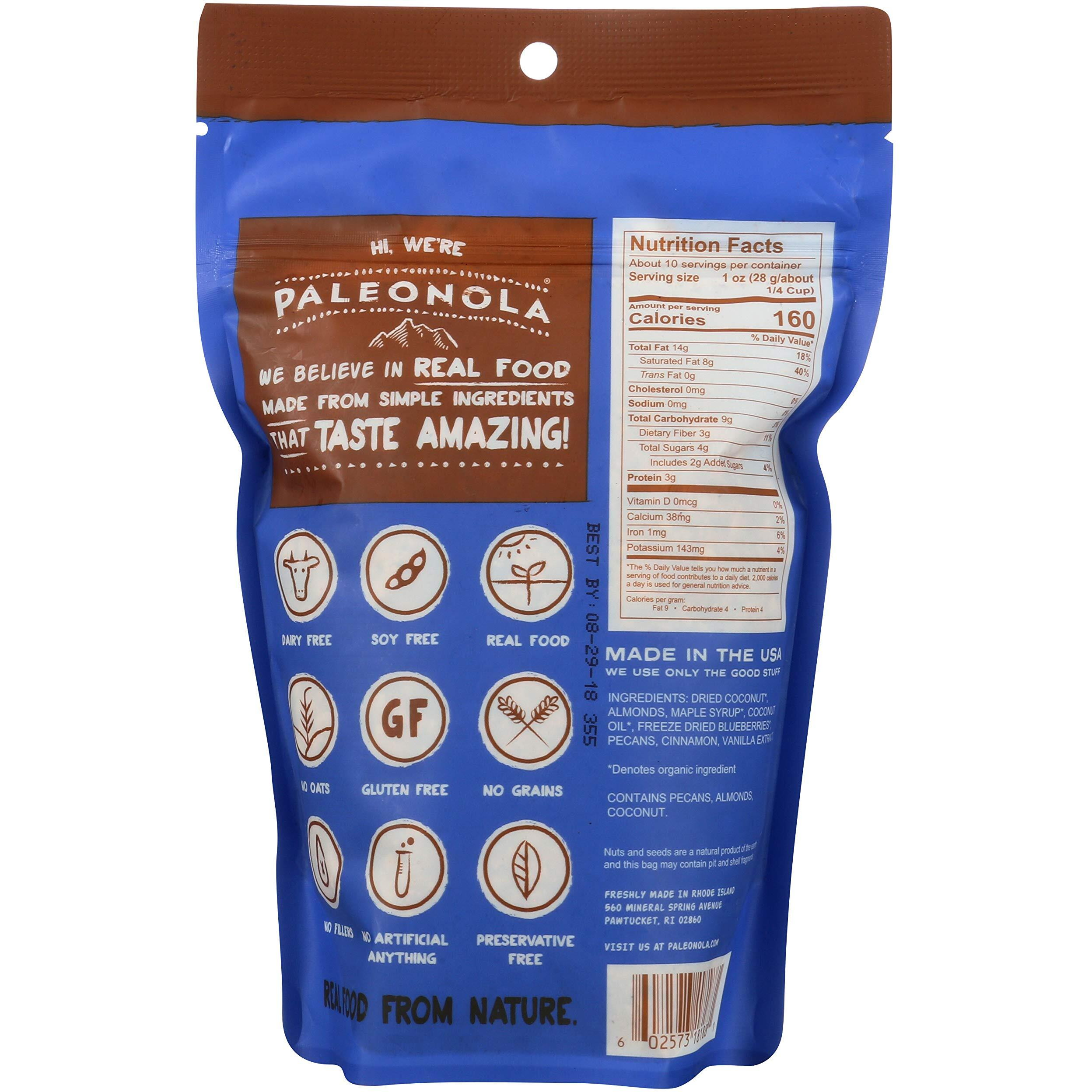 Paleonola - Grain Free Granola Cinnamon Blueberry Flavor - Non-Gmo, Grain, Soy, Gluten, Dairy Free - Low Carb Protein Snack For A Healthy Breakfast