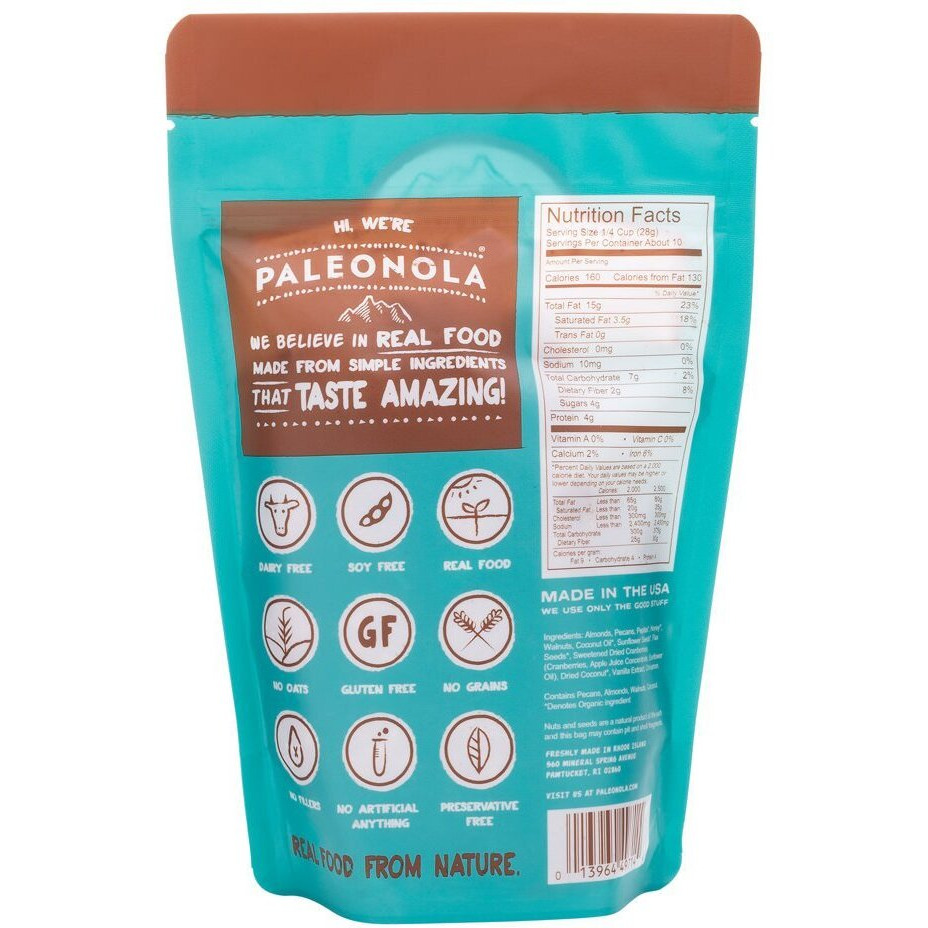 Paleonola - Grain Free Granola Original Flavor - Non-Gmo, Grain, Soy, Gluten, Dairy Free - Low Carb Protein Snack For A Healthy Breakfast