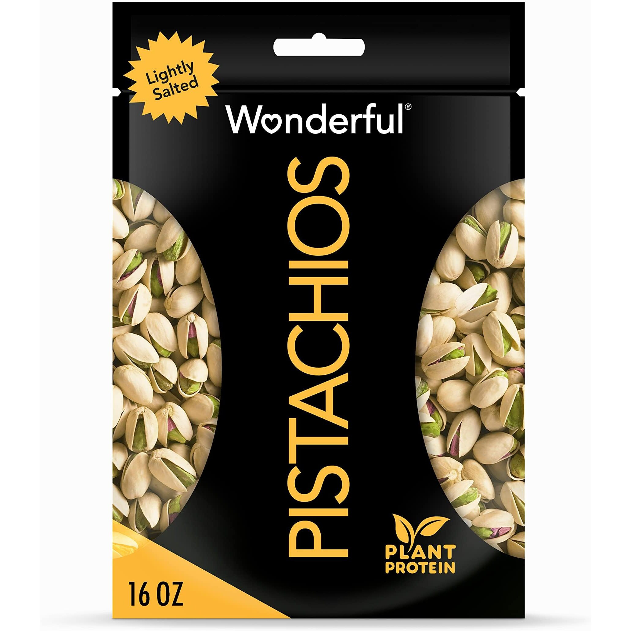Wonderful Pistachios In Shell, Lightly Salted Nuts, 16 Ounce Resealable Bag, Protein Snacks, Gluten Free, Healthy Snacks