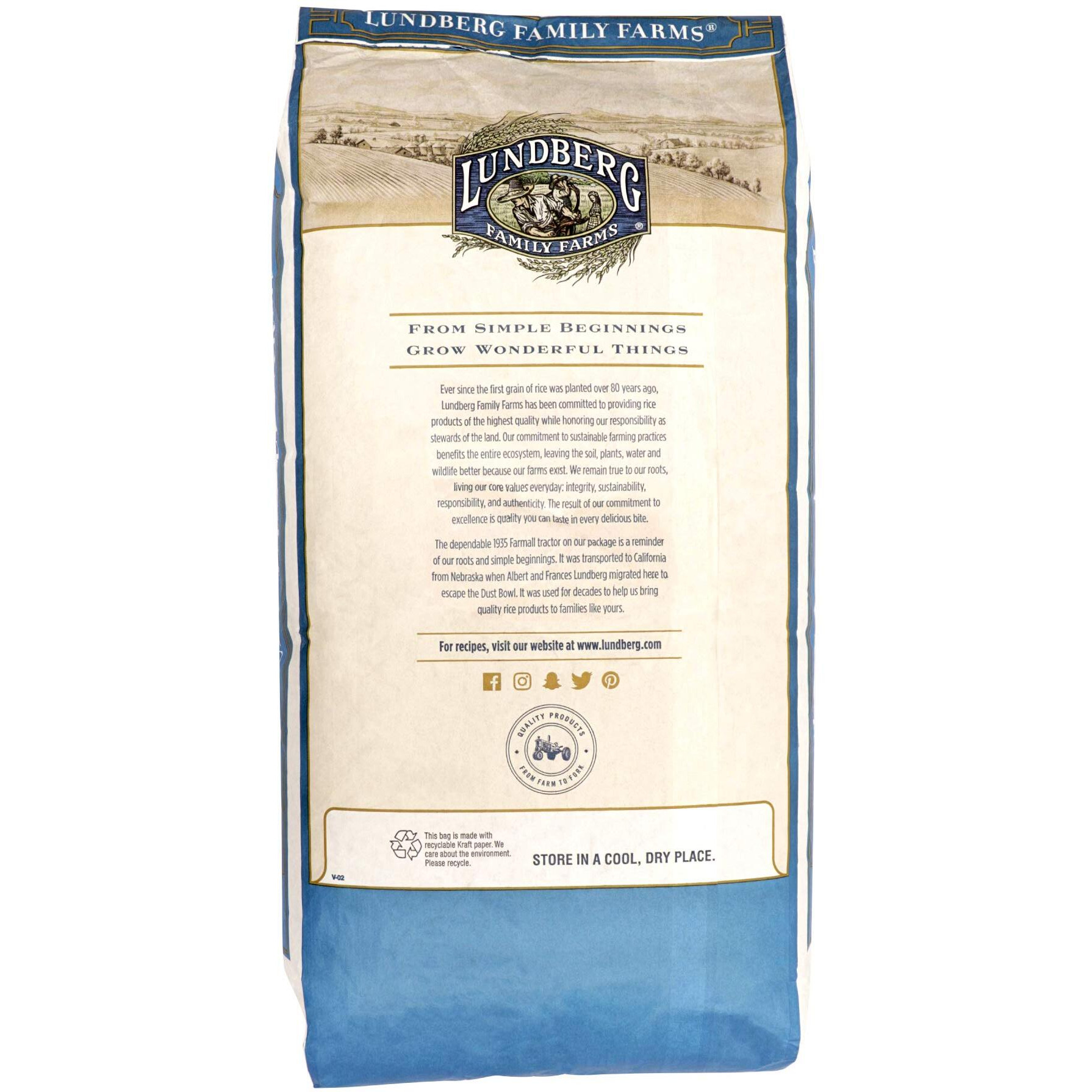 Lundberg Family Farms - Organic California White Basmati Rice, Pleasant Aroma, Fluffy Texture, Won'T Clump When Cooked, Bulk Rice, Gluten-Free, Non-Gmo, Usda Certified Organic, Vegan, Kosher (25 Lb)