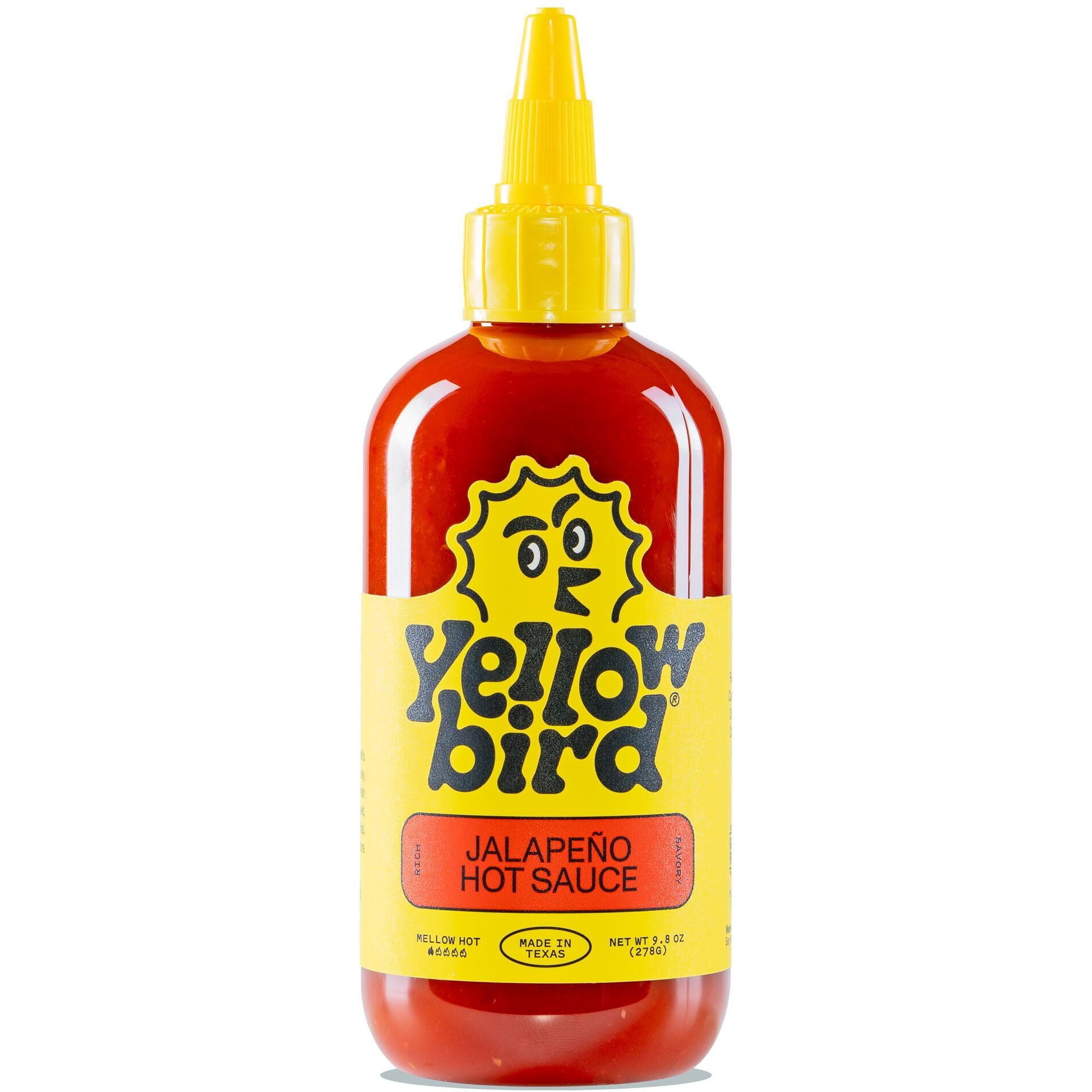 Jalapeno Hot Sauce By Yellowbird - Jalapeno Hot Sauce With Red Jalapeno Peppers, Carrots, Onions, And Garlic - Plant-Based, Gluten Free, Non-Gmo Hot Pepper Sauce - Homegrown In Austin - 9.8 Oz