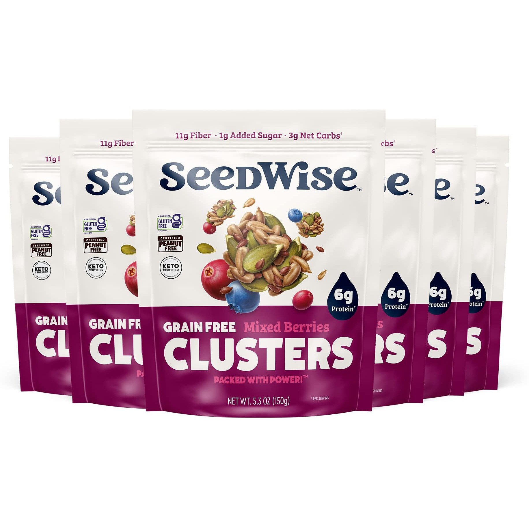 Ozery Bakery Super Seed Crunch Clusters, Mixed Berries, Plant Based, Vegan, Keto Snack, 5.3 Ounce (Pack Of 6)