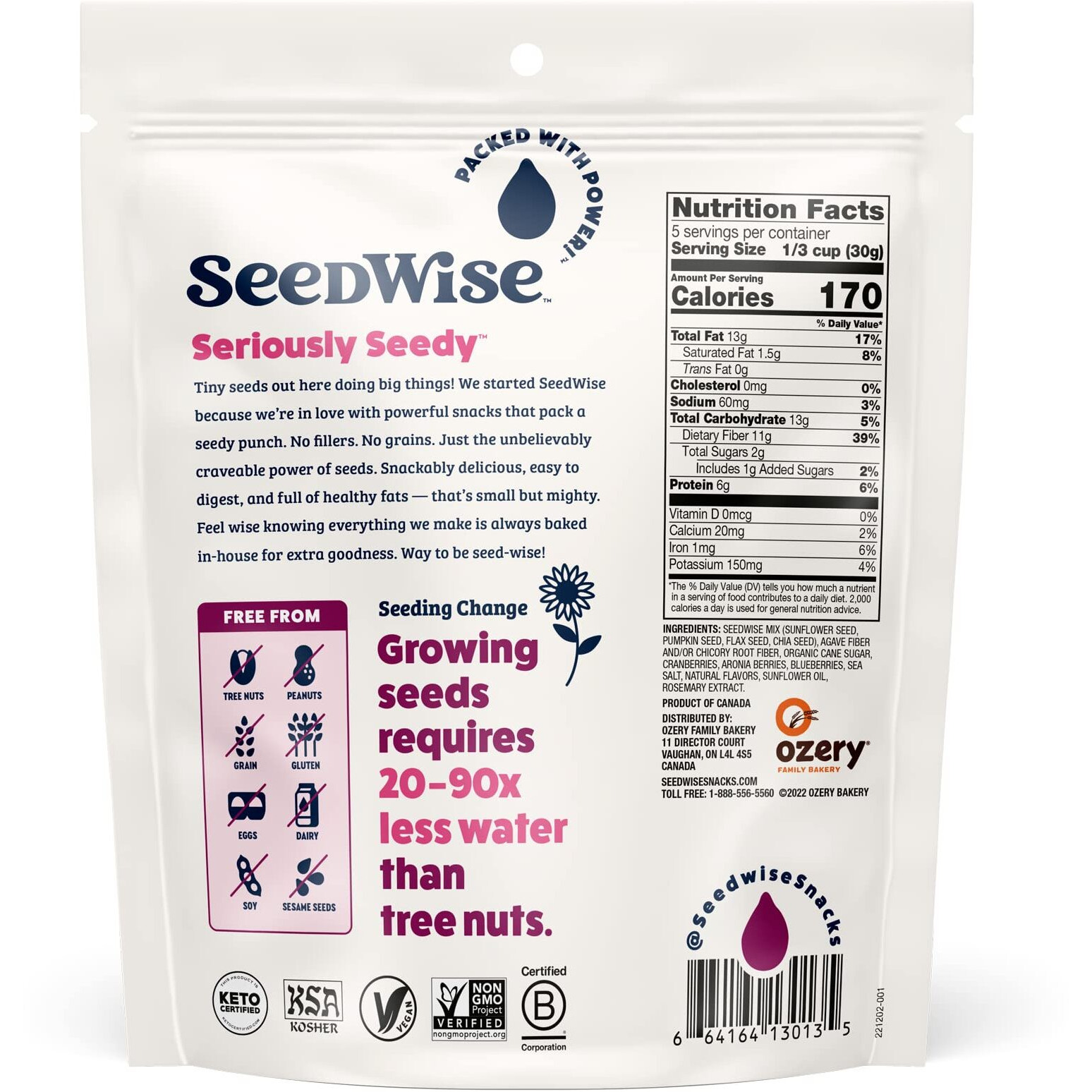 Ozery Bakery Super Seed Crunch Clusters, Mixed Berries, Plant Based, Vegan, Keto Snack, 5.3 Ounce (Pack Of 6)