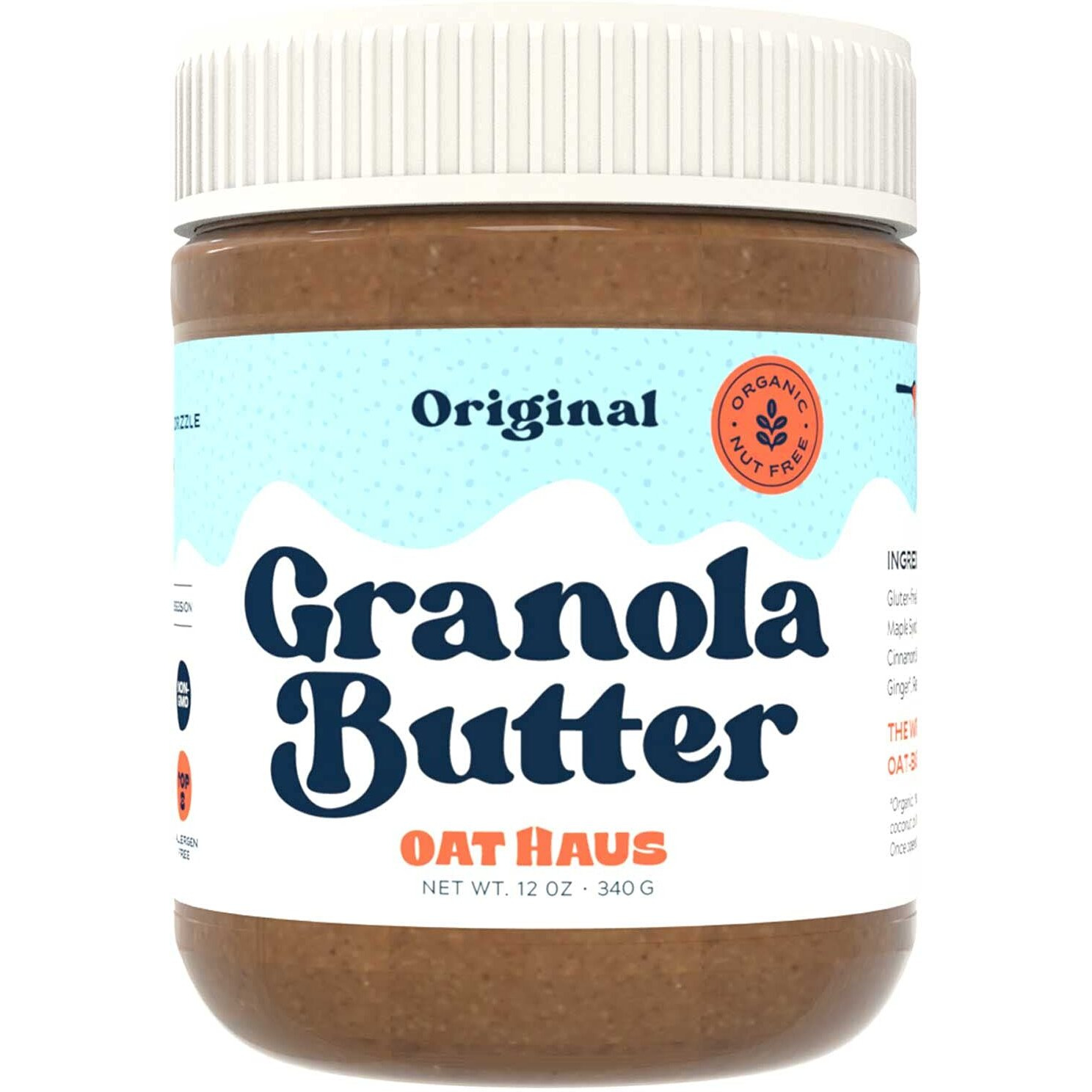 Oat Haus Organic Original Granola Butter | Peanut-Free, Almond (Tree-Nut) Free, & School-Safe (Top 8 Allergen Free) | Sunflower Seed & Cookie Butter Alternative | 12 Oz (1 Jar)