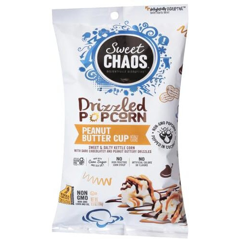 Sweet Chaos Popcorn, Peanut Butter Cup Drizzle, 5.5 Ounce Bag