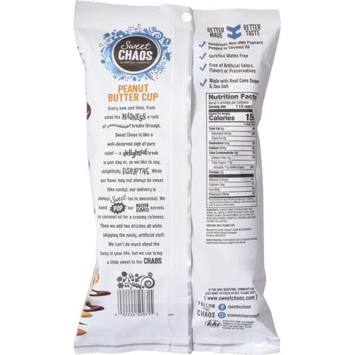Sweet Chaos Popcorn, Peanut Butter Cup Drizzle, 5.5 Ounce Bag