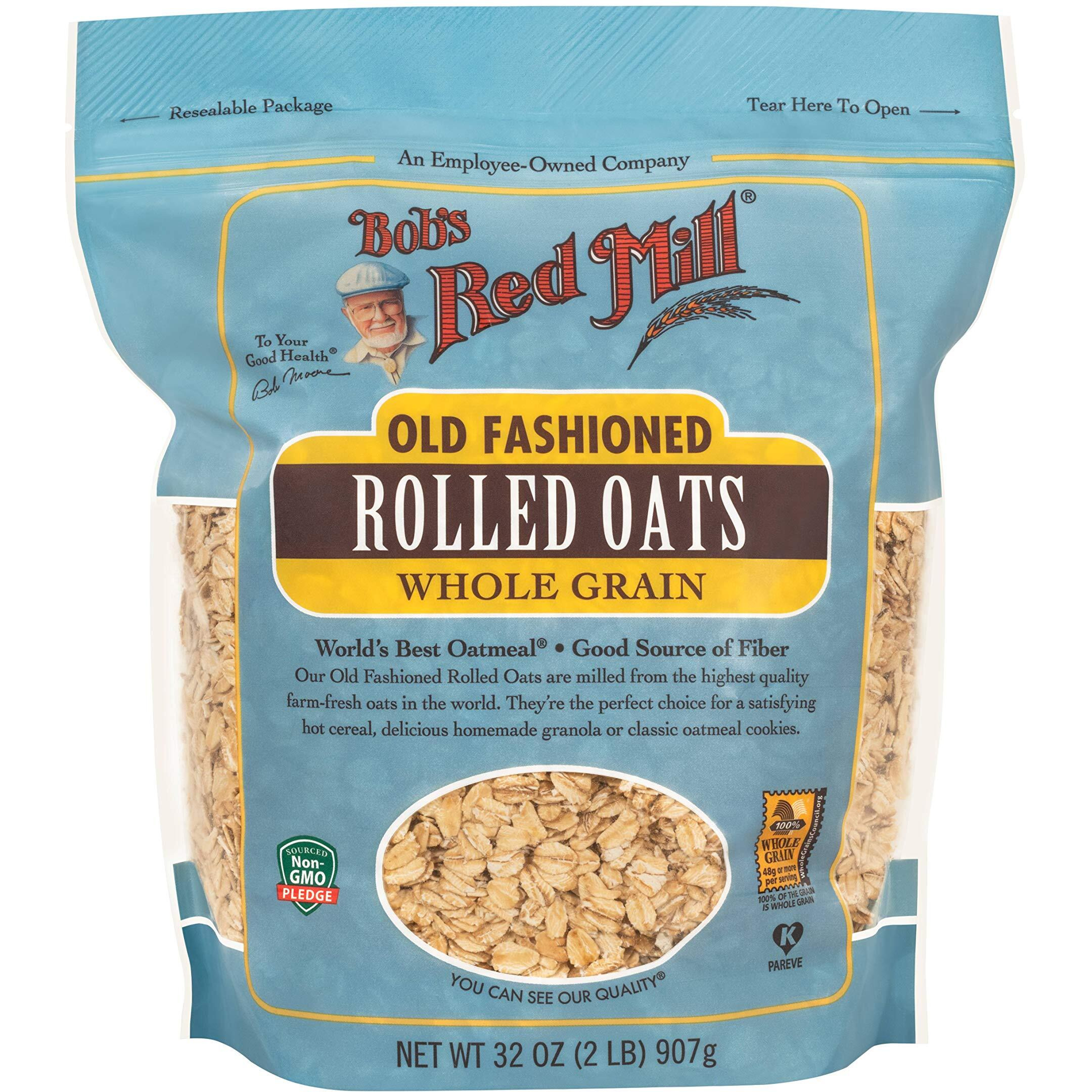 Bob's Red Mill Old Fashioned Regular Rolled Oats, 32 Oz (Pack Of 1) - Non Gmo, Whole Grain, Vegan, Kosher