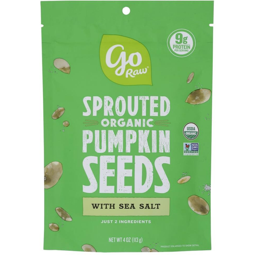 Go Raw, Sprouted Pumpkin Seeds With Sea Salt, Organic, 4Oz