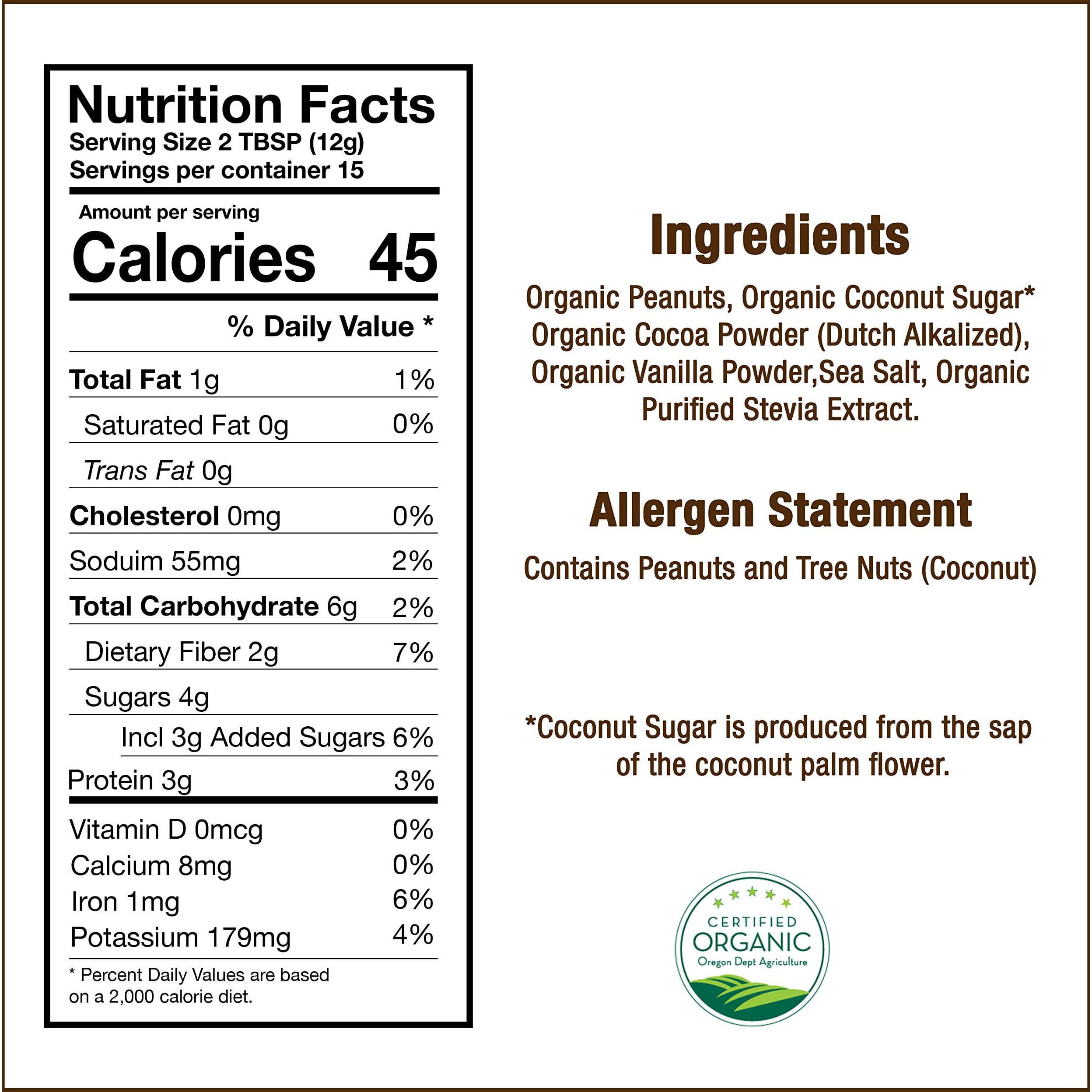 Betty Lou's 100% Organic Chocolate Peanut Butter Powder, Gluten Free, Vegan, Low Calorie, All Natural, High Protein, Deliciously Healthy, Just Add Water (6.35 Oz)