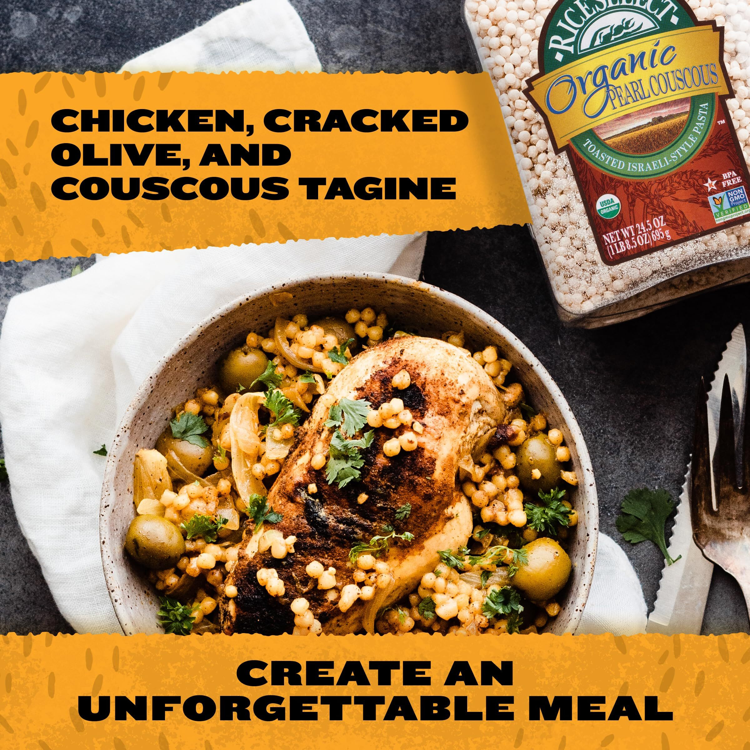 Riceselect Organic Pearl Couscous, Israeli-Style Wheat Couscous Pasta, Non-Gmo, 24.5-Ounce Jar, (Pack Of 1)