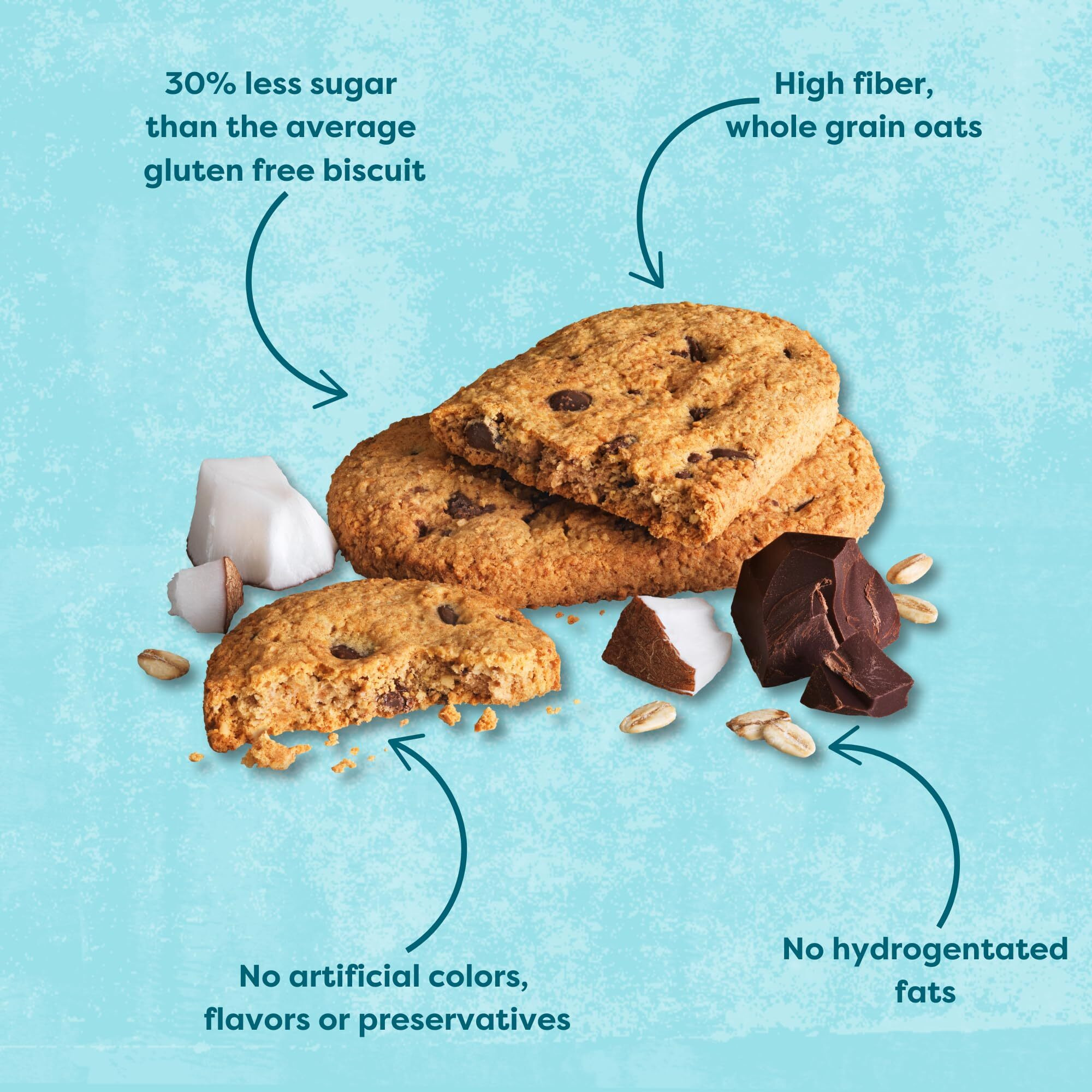 Nairn's Gluten-Free Chocolate & Coconut Breakfast Biscuits - Healthy, Tasty, High Fiber, Non-Gmo, No Artificial Colors, Flavors, Or Preservatives, Safe For Celiacs, 5.64Oz