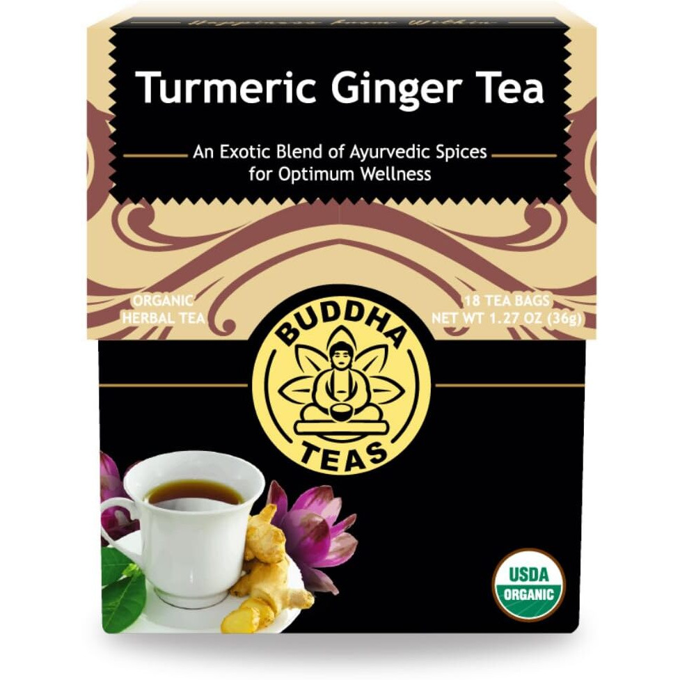 Buddha Teas Organic Turmeric Ginger Tea - Ou Kosher, Usda Organic, Ccof Organic, 18 Bleach-Free Tea Bags