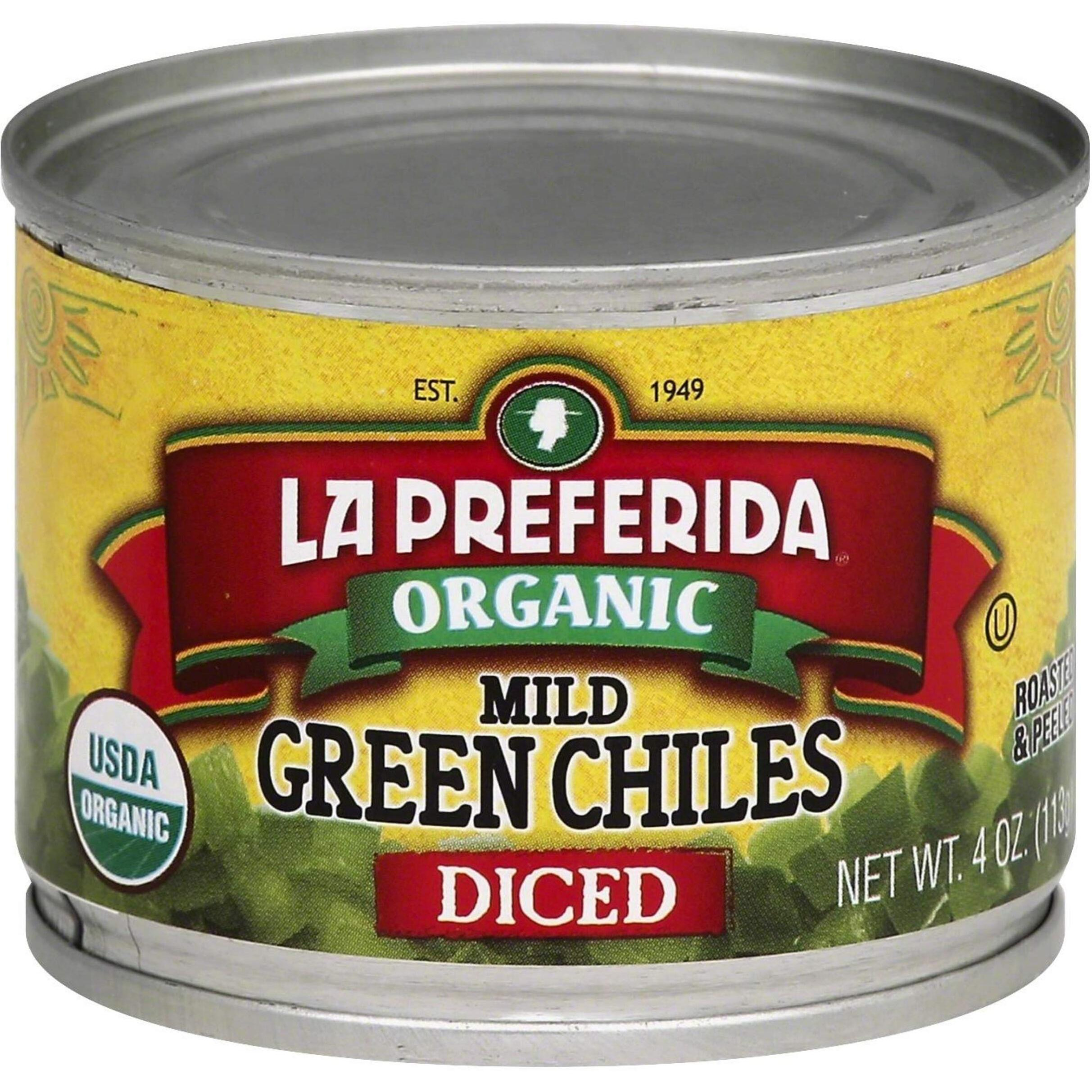 La Preferida Organic Green Chiles, Mild-Diced, 4 Ounce (Pack Of 12)