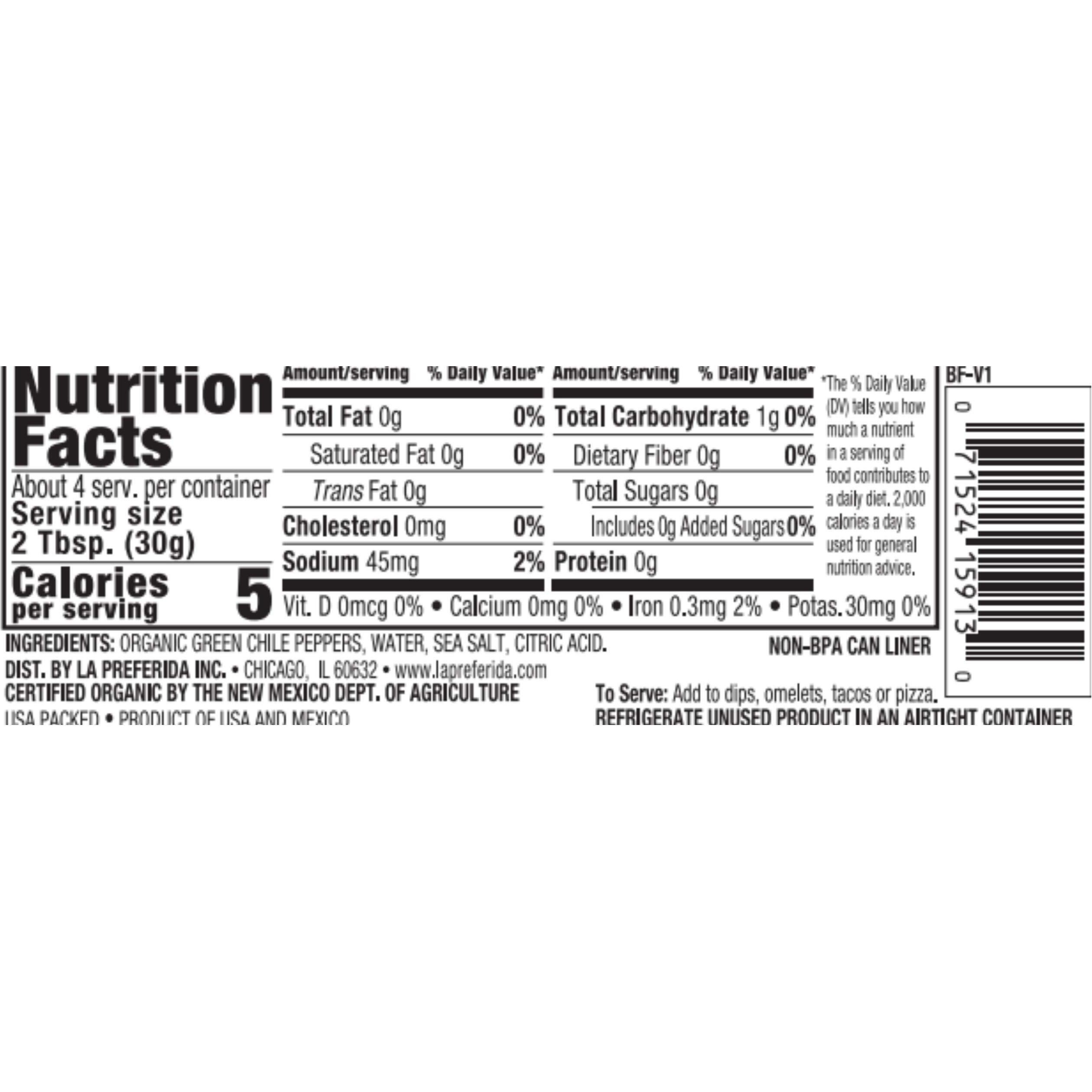 La Preferida Organic Green Chiles, Mild-Diced, 4 Ounce (Pack Of 12)