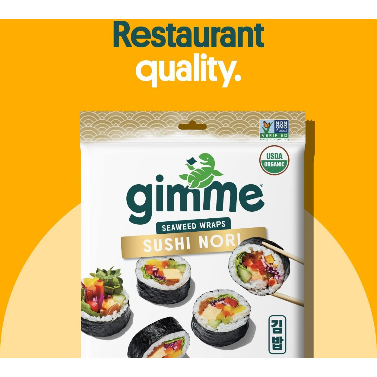 Gimme Seaweed Sushi Nori 100% Organic Roasted Seaweed 50 Sheets In Resealable Container, 50 Count (Pack Of 1)
