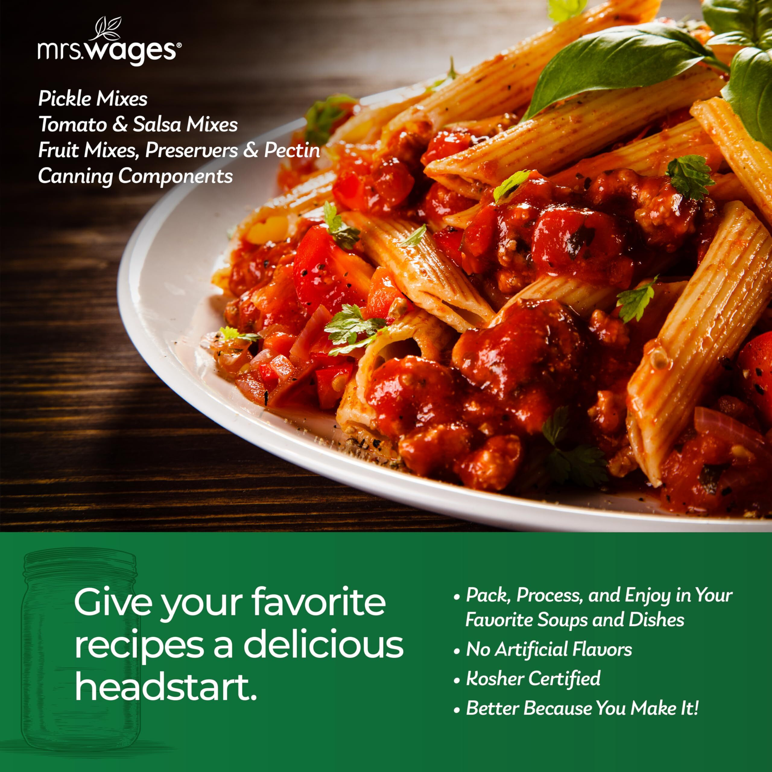 Mrs. Wages Pasta Sauce Canning Mix, Easy-To-Use, Simple Homemade Pasta Sauce, Great Flavor, Easy To Freeze Or Serve Fresh, 5 Oz Packet (Value Pack Of 6)