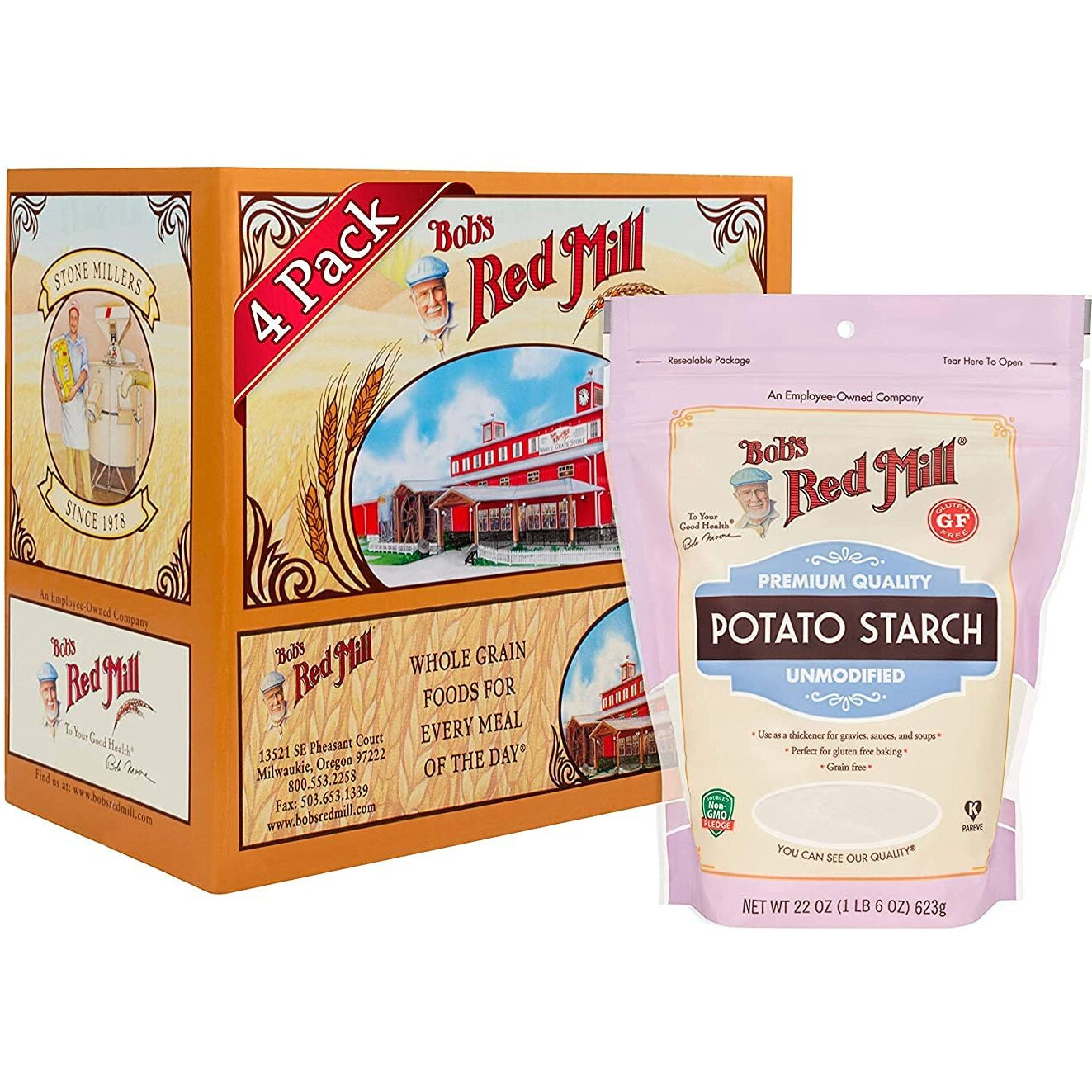 Bob's Red Mill Potato Starch, Resealable Stand Up Bag, 22 Ounce (Pack Of 4)