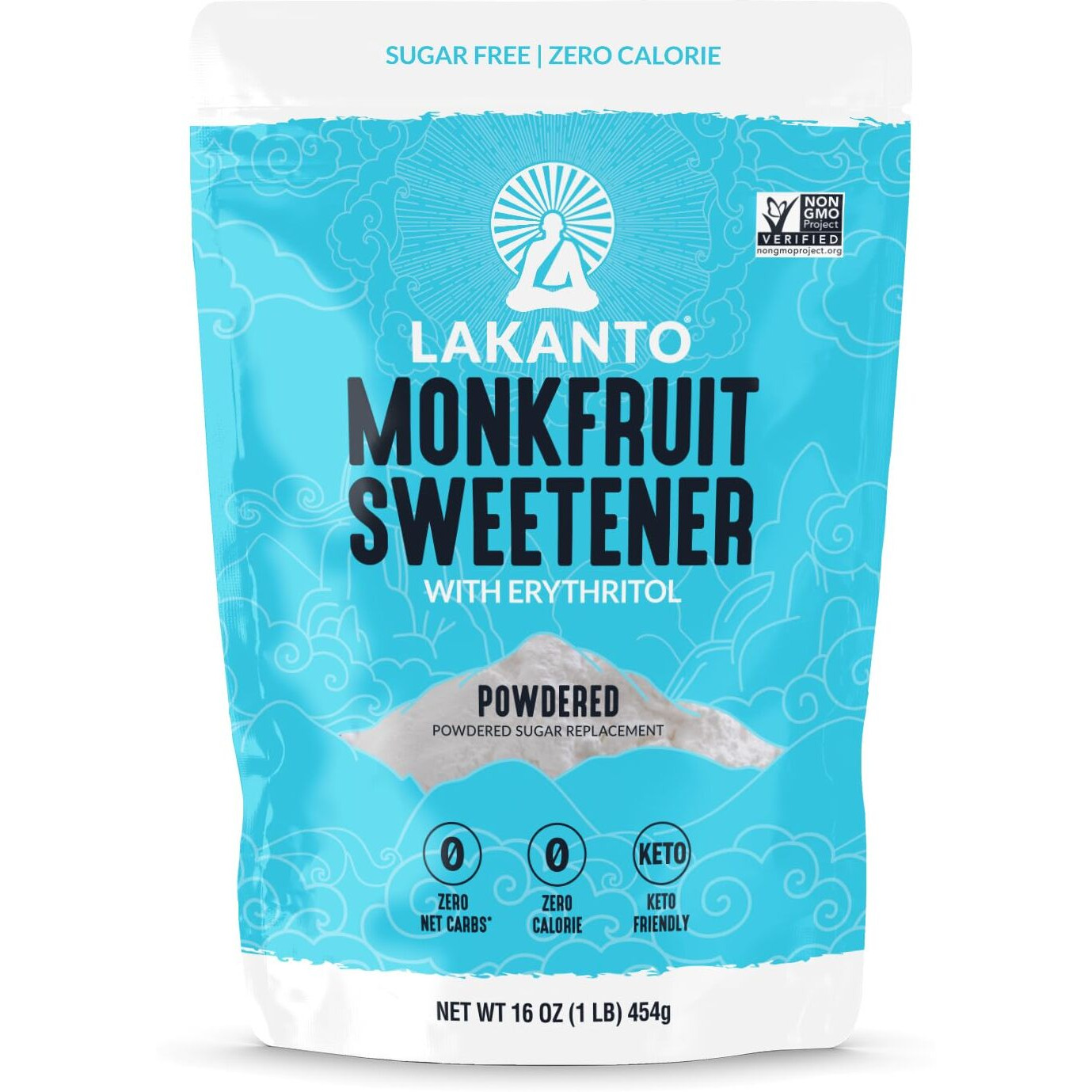 Lakanto Powdered Monk Fruit Sweetener With Erythritol, Powdered Sugar Substitute Sweetener For Baking & Cooking Waffles, Donuts, Cookies & More, Keto, Low Calorie, Low Carb, Vegan, Gluten Free, 1 Lb