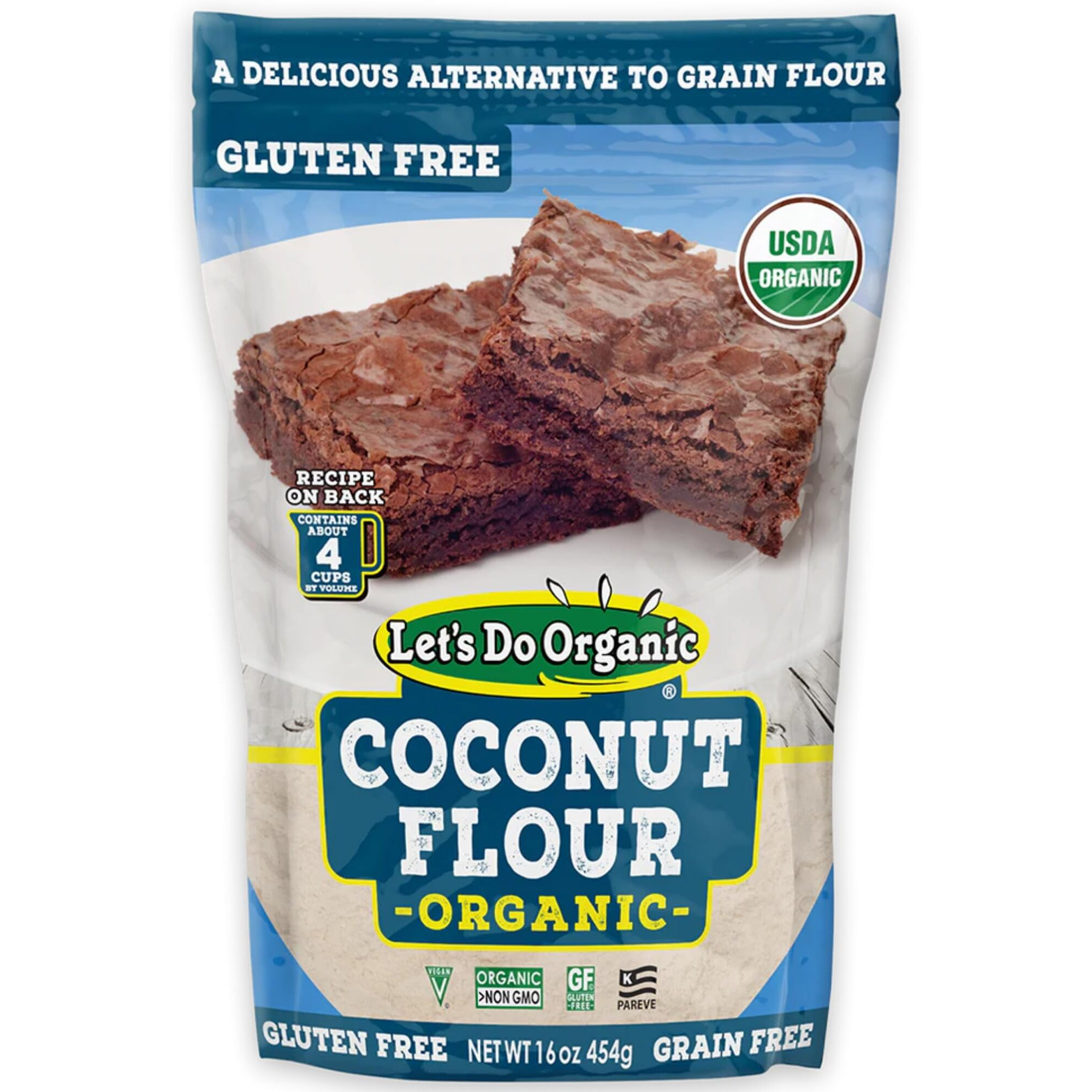 Let's Do Organic Coconut Flour  For Baking, Wheat Flour Alternative, High In Fiber & Protein, Gluten Free, Non-Gmo Project Verified, Usda Organic  16 Oz (Pack Of 6)
