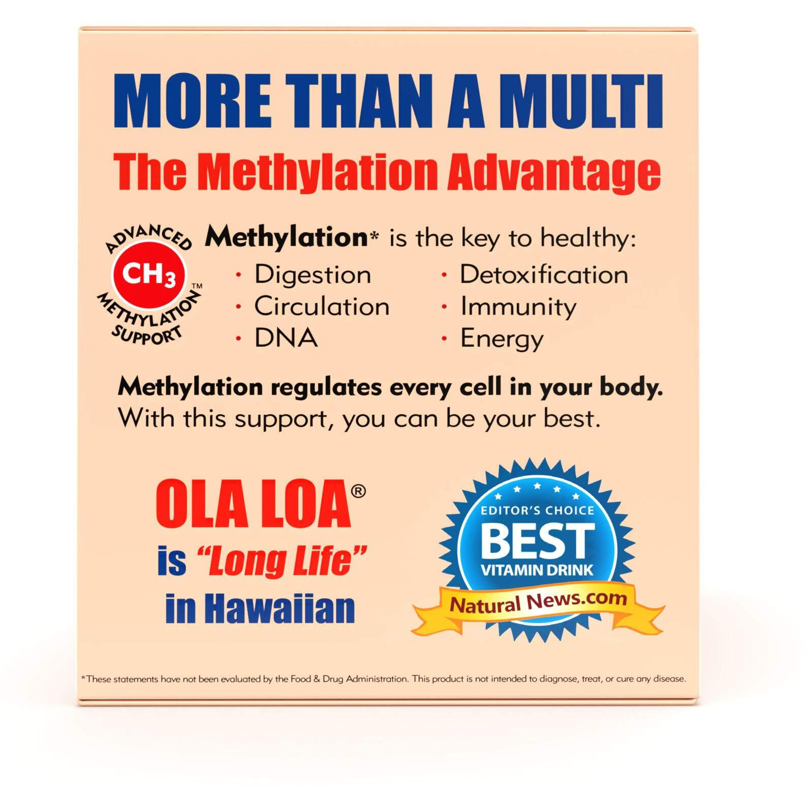 Ola Loa Energy Orange Multi Vitamin Drink Mix - Amino Energy Powder, Gluten Free, Detox, Dairy Free, Caffeine Free - Drink Your Vitamins For The Rigors Of Daily Life - 30 Packets (8.25Oz)