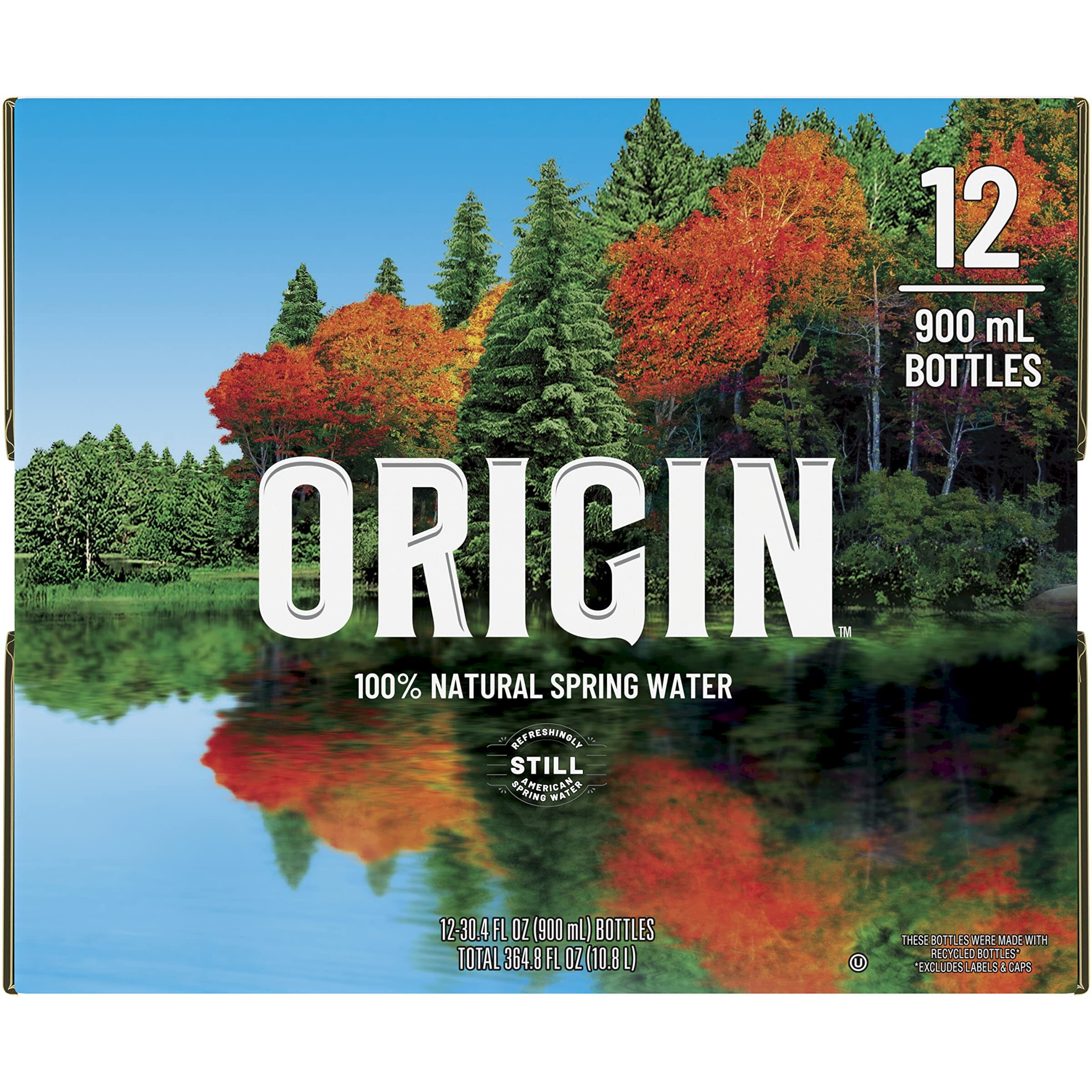 Origin, 100% Natural Spring Water, 900 Ml, Recycled Plastic Bottle, 30.4 Fl Oz (Pack Of 12)