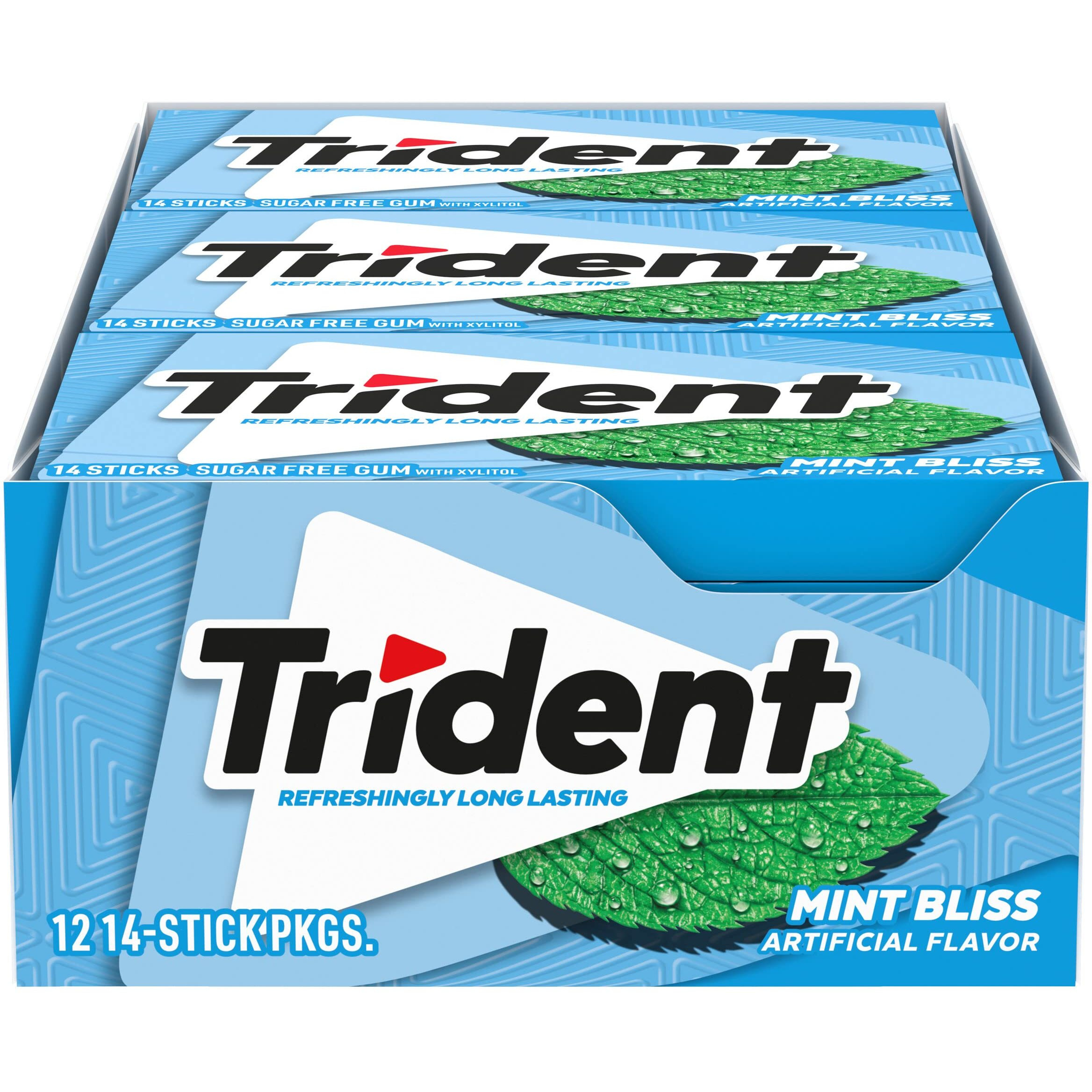 Trident Mint Bliss Sugar Free Gum, 12 Packs Of 14 Pieces (168 Total Pieces)