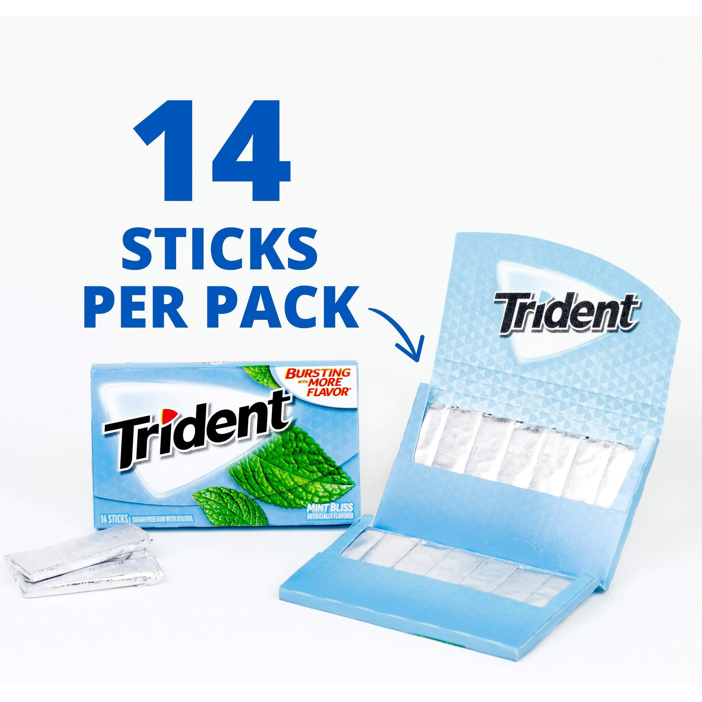 Trident Mint Bliss Sugar Free Gum, 12 Packs Of 14 Pieces (168 Total Pieces)