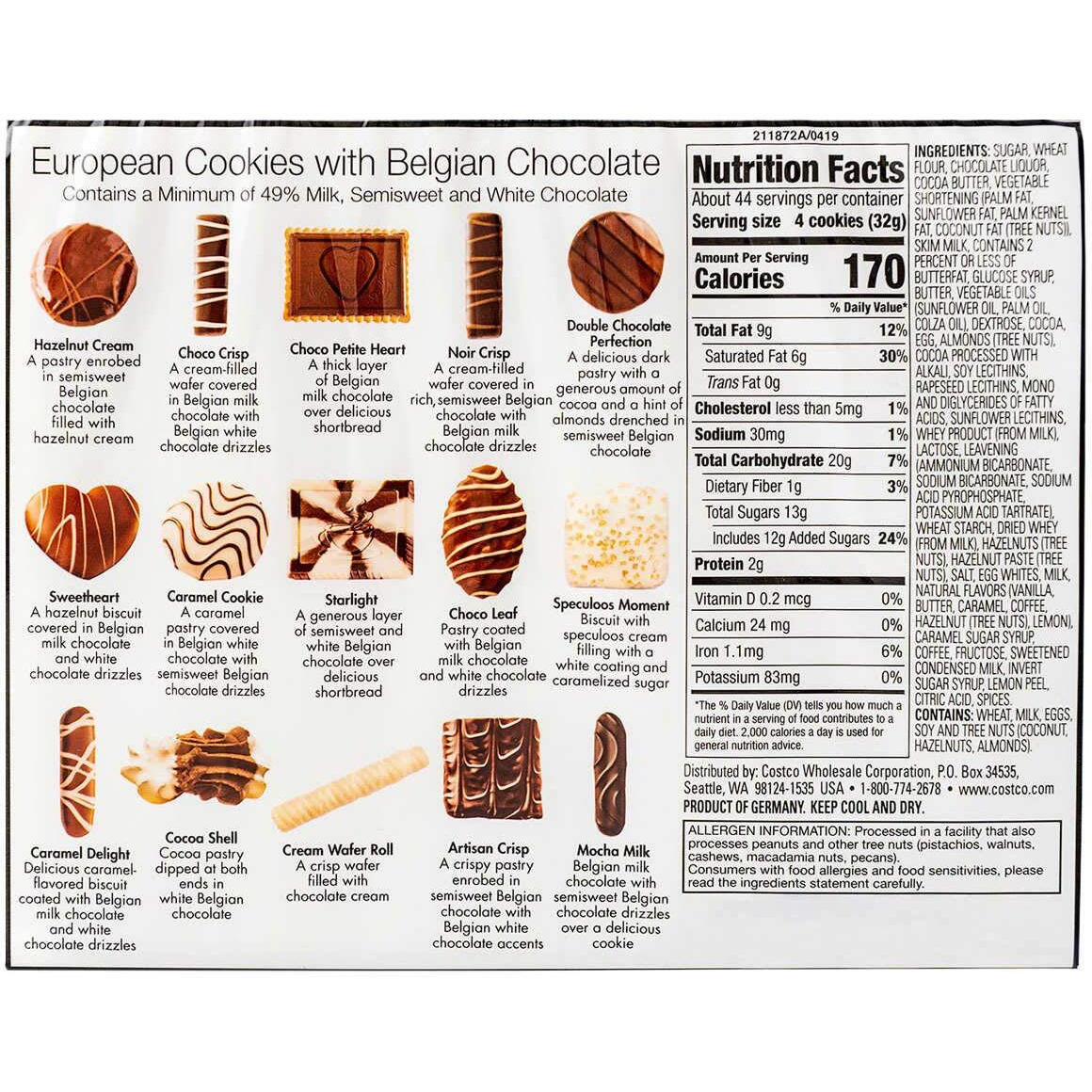 European Cookies Limited Edititon Kirkland Signature With Belgian Chocolate, 49.4 Ounce