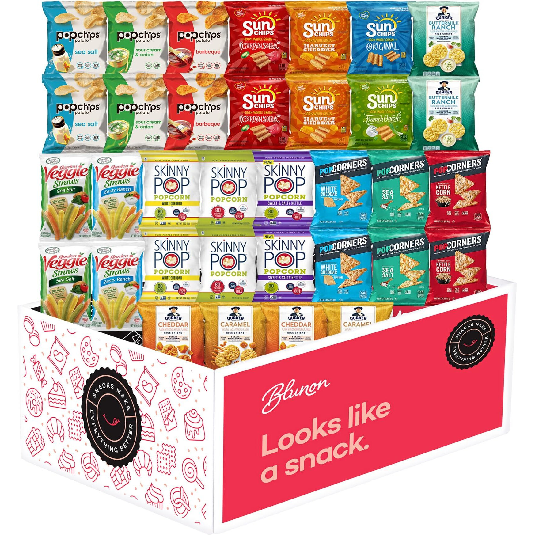 Snacks Variety Pack For Adults - Snack Box Care Package Gift Box - Bulk Healthy Snack Bag Assortment (34 Pack)