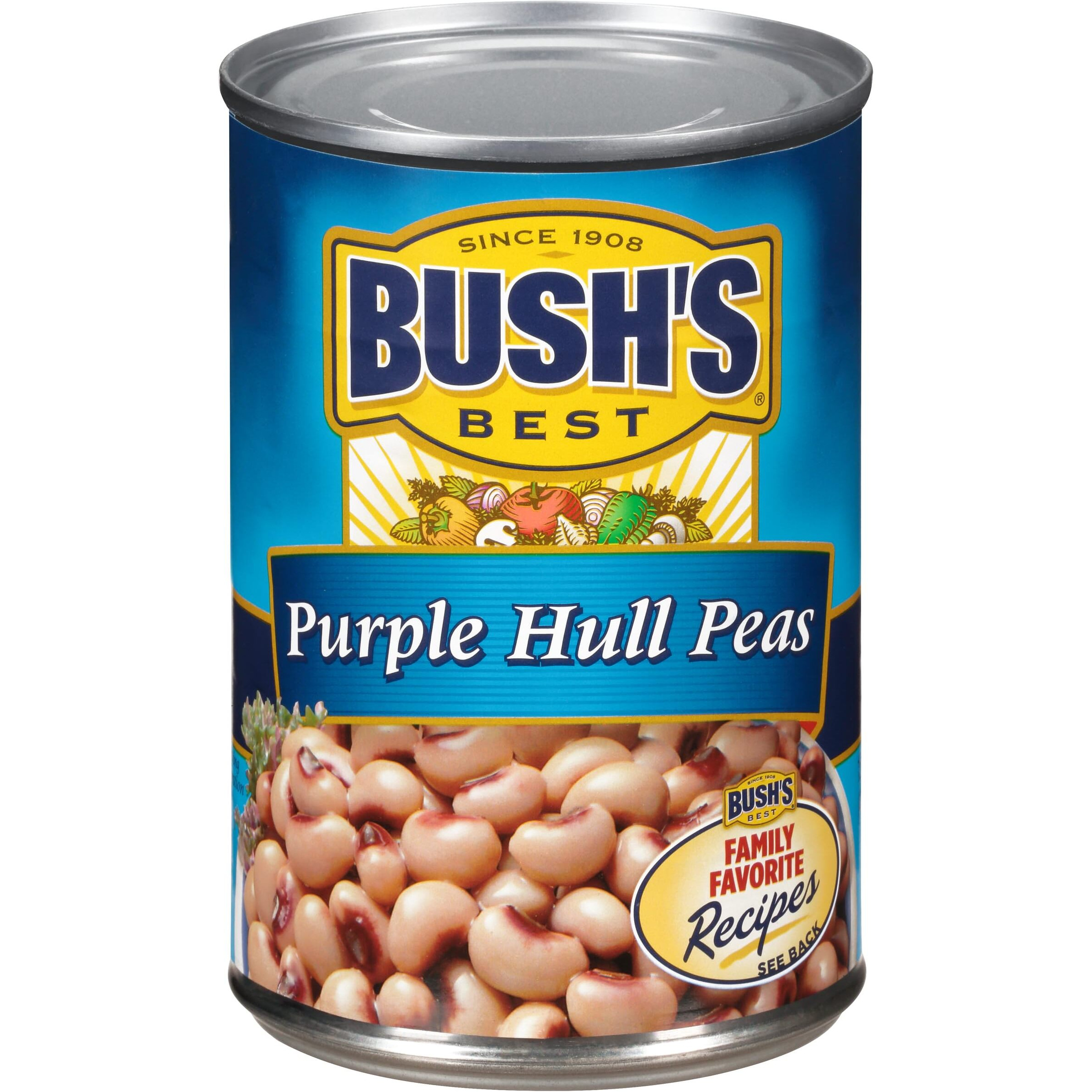 Bush's Best Canned Purple Hull Peas (Pack Of 12) Source Of Plant Based Protein And Fiber, Low Fat, Gluten Free, 15.8 Oz