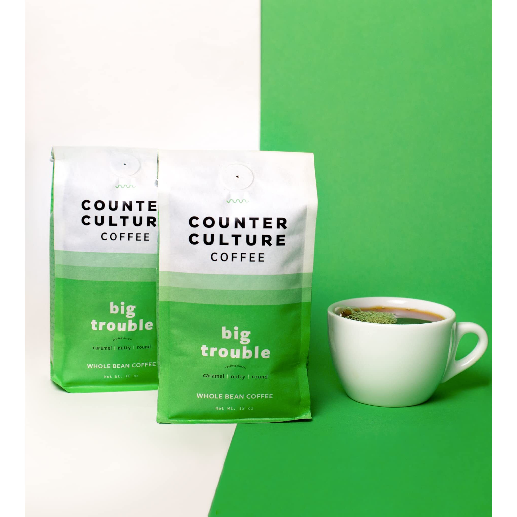 Counter Culture Coffee Big Trouble - Medium Roast, Sustainably Sourced, Kosher, Whole Bean Coffee - Nutty, Caramel, And Chocolate Flavors - 12Oz (2 Bags)