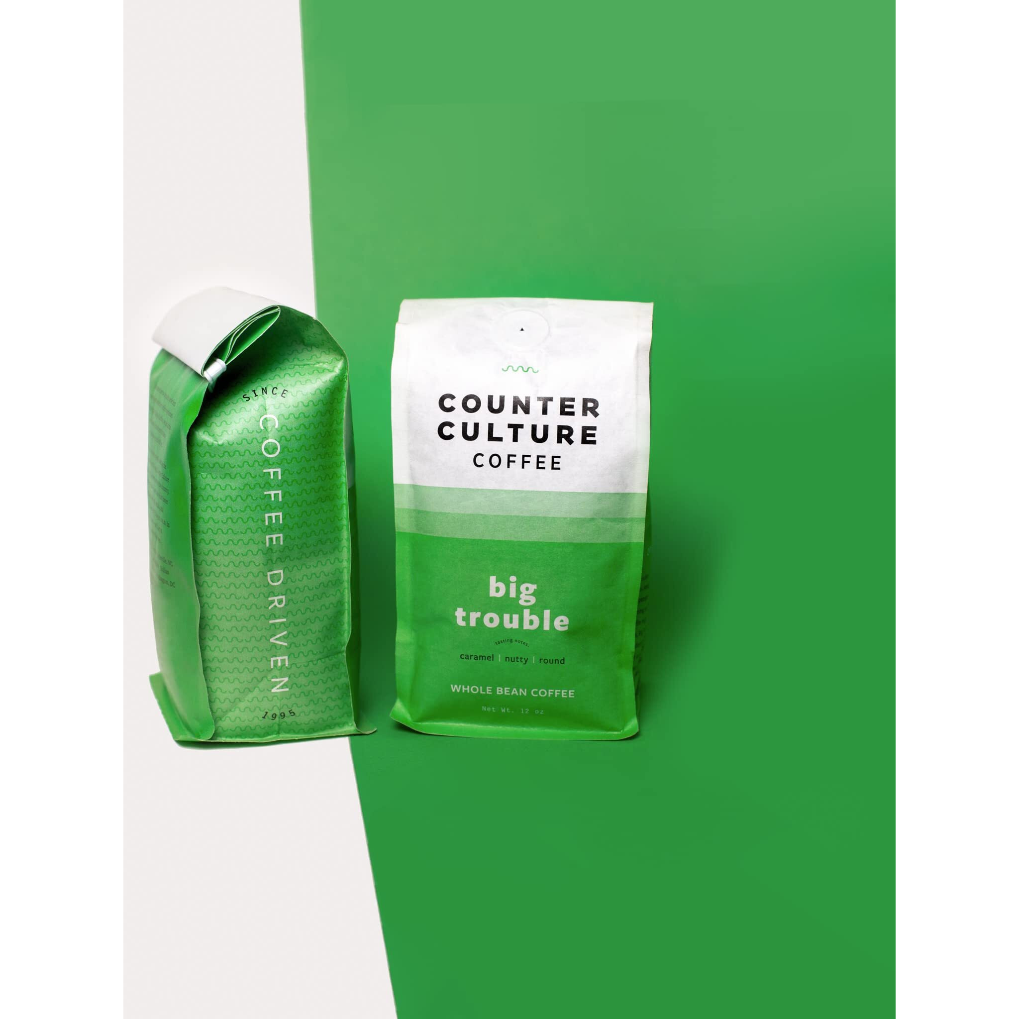 Counter Culture Coffee Big Trouble - Medium Roast, Sustainably Sourced, Kosher, Whole Bean Coffee - Nutty, Caramel, And Chocolate Flavors - 12Oz (2 Bags)