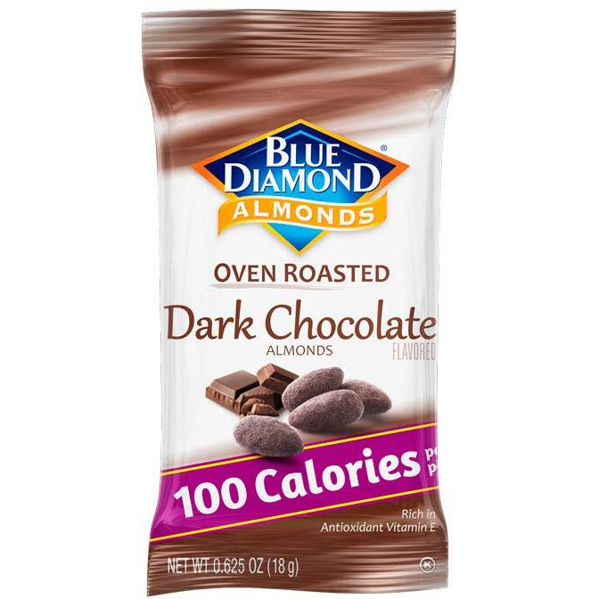 Blue Diamond Almonds Dark Chocolate Cocoa Dusted Snack Nuts, 100 Calorie Packs, (Pack Of 1, 32 Count Toal)