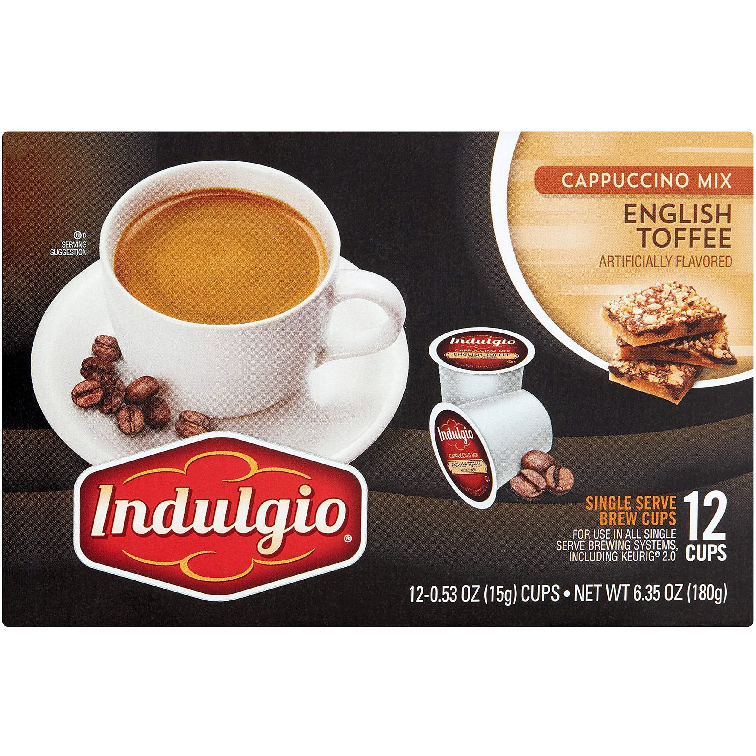 Indulgio English Toffee Single Serve Medium Roast Brew Cups, 12 Count