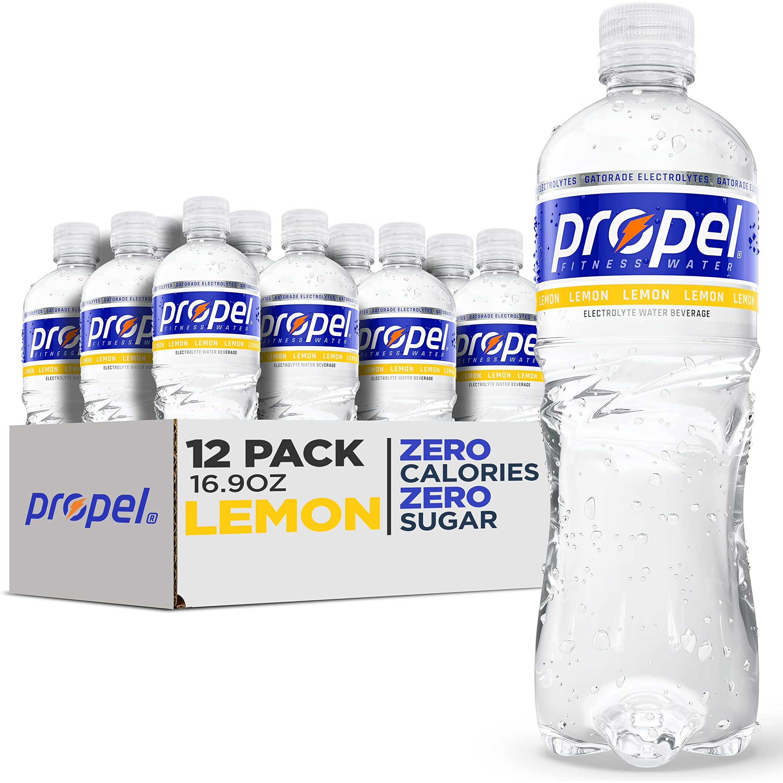 Propel, Lemon, Zero Calorie Sports Drinking Water With Electrolytes And Vitamins C&E, 16.9 Ounce Bottles (Pack Of 12), 16.9 Fl Oz (Pack Of 12)