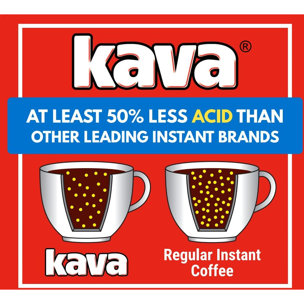 Kava Low Acid Instant Coffee Lover Bundle Set, 4 Ounce Glass Jar Of Each, Regular & Decaf