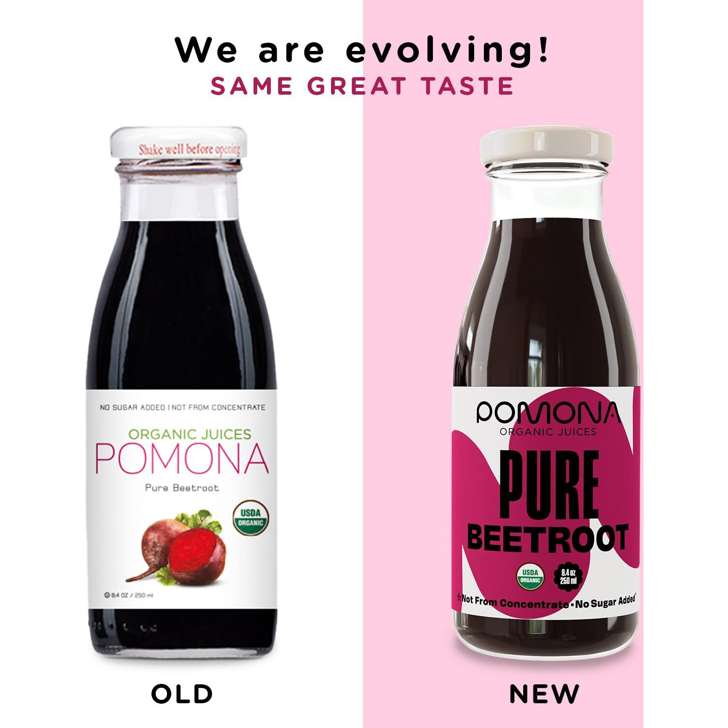 Pomona Organic Cold Pressed Beet Juice, Non-Gmo, No Sugar, Gluten Free, Kosher, Preservative Free - Pack Of 12, 8.4 Oz