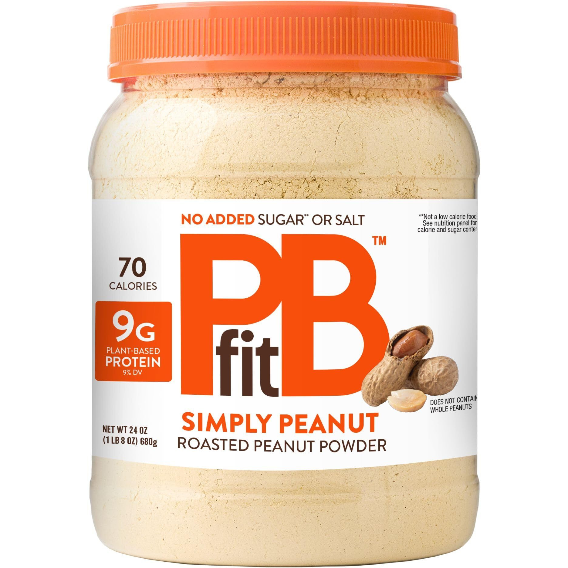 Pbfit 24 Ounce Simply Peanut Powdered Peanut Powder, No Added Sugar Or Salt, Non-Gmo, Plant-Based, Gluten-Free Protein Powder, 9G Of Protein 9% Dv