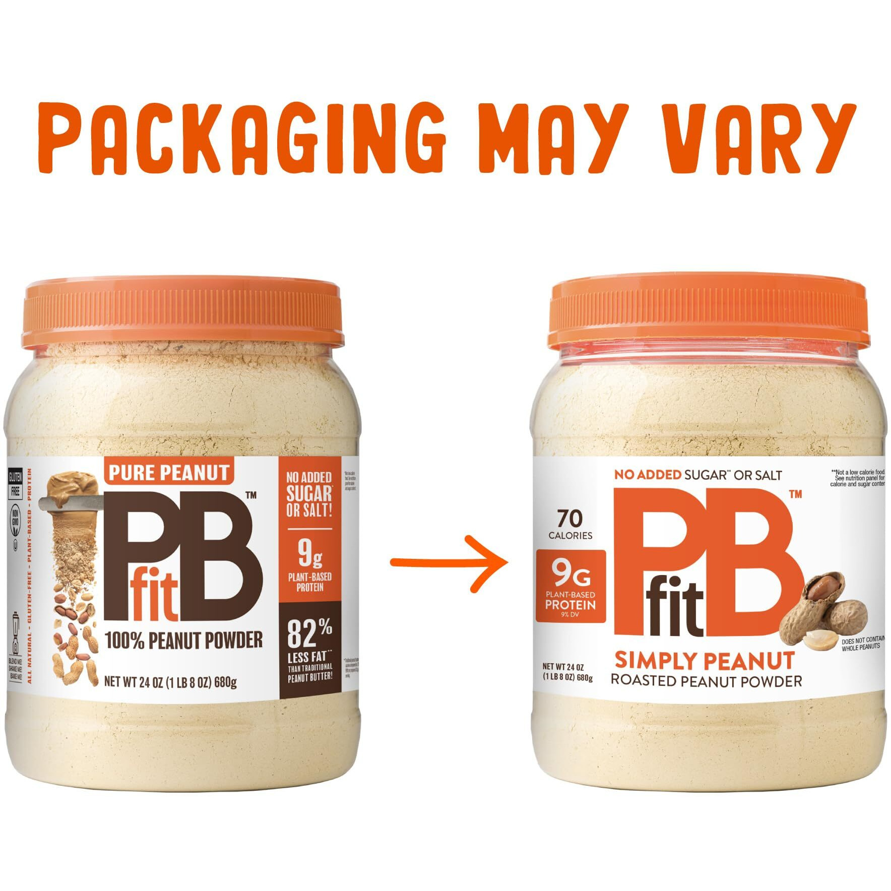 Pbfit 24 Ounce Simply Peanut Powdered Peanut Powder, No Added Sugar Or Salt, Non-Gmo, Plant-Based, Gluten-Free Protein Powder, 9G Of Protein 9% Dv