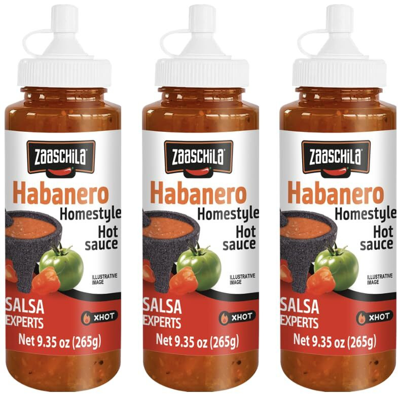 Zaaschila Mexican Sauce Habanero - 9.35Oz (265G) 3-Pack - Spicy & Bold Flavor, Perfect For Sandwiches, Tacos, And More