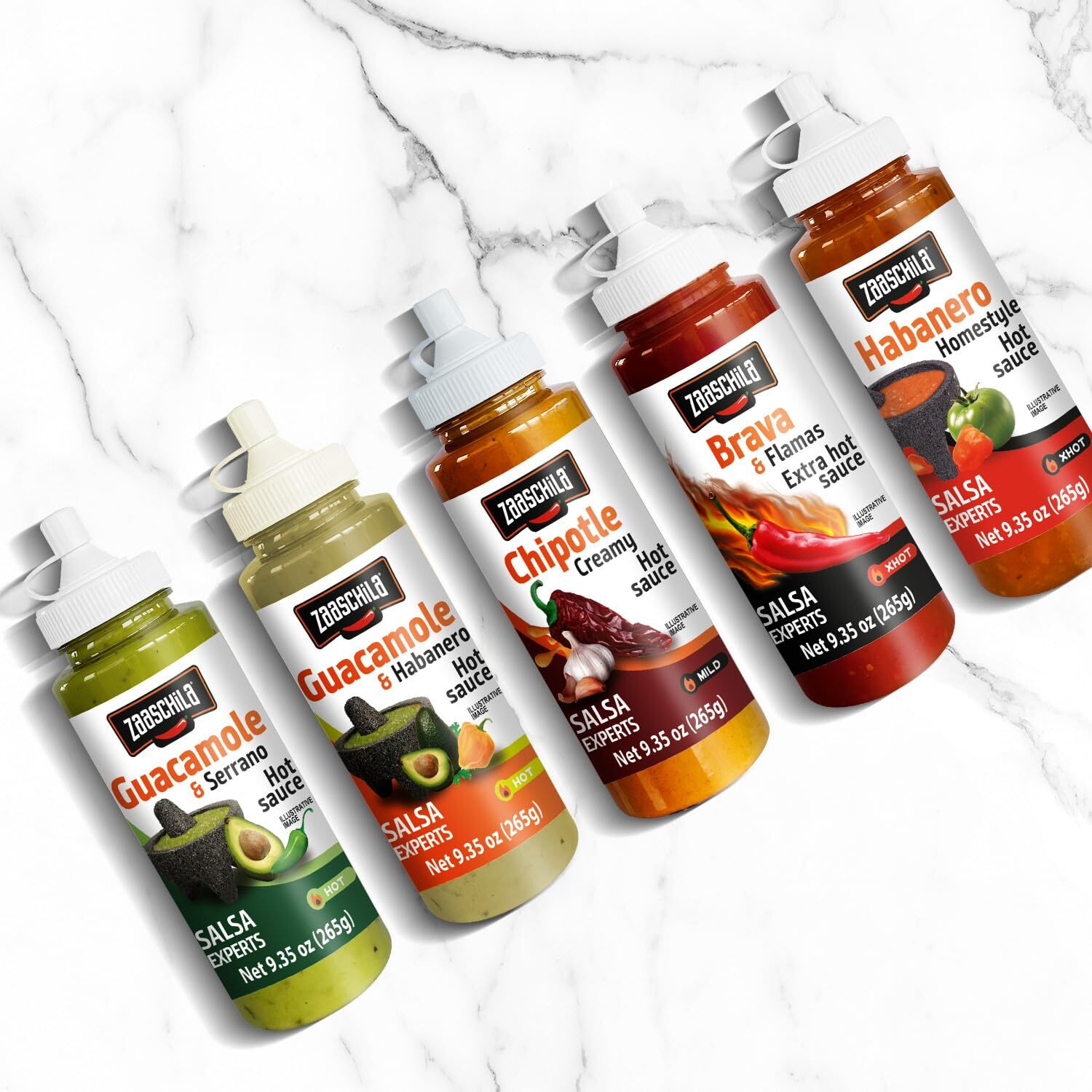 Zaaschila Mexican Sauce Habanero - 9.35Oz (265G) 3-Pack - Spicy & Bold Flavor, Perfect For Sandwiches, Tacos, And More