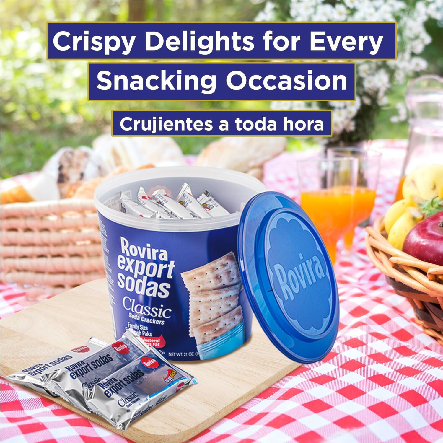 Rovira Export Soda Crackers, 21 Oz. Bucket - A Perfect Snack - Great With Tuna Fish Dip Or The Conchita Guava Preserves