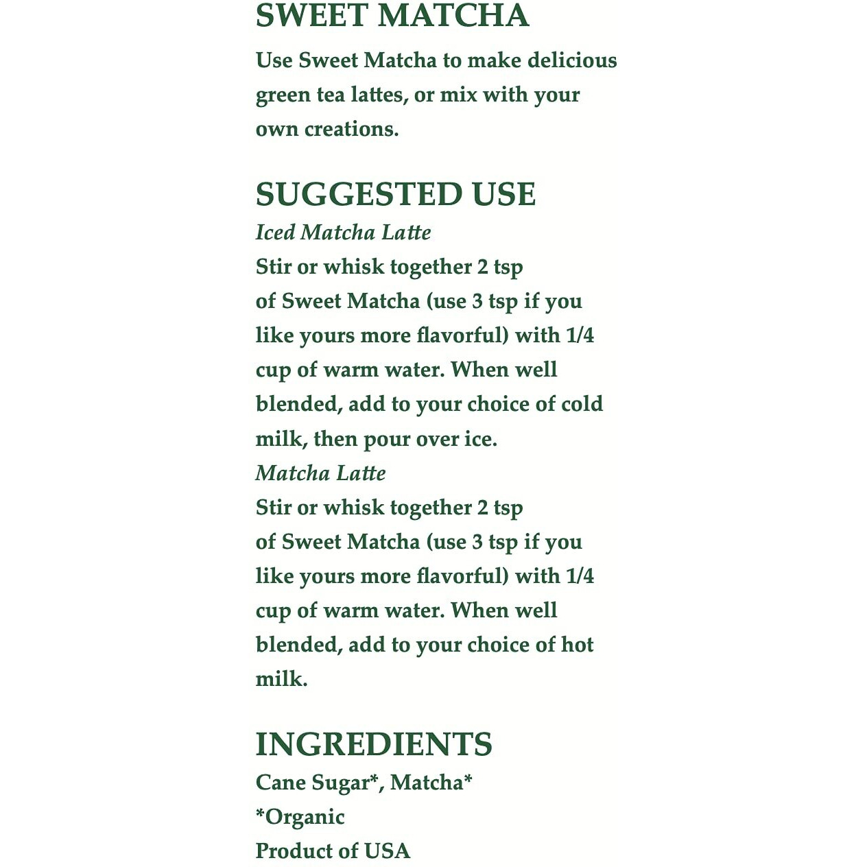 Organic Sweet Matcha Green Tea Powder, Cafe Style Blend By Cherie Sweet Heart (16 Oz) (Packaging May Vary)