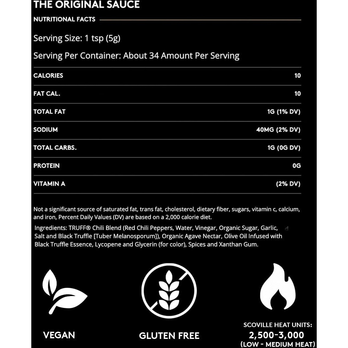 Truff Original Black Truffle Hot Sauce, Gourmet Hot Sauce With Ripe Chili Peppers, Black Truffle Oil, Organic Agave Nectar, Unique Flavor Experience In A Bottle, 6 Oz.